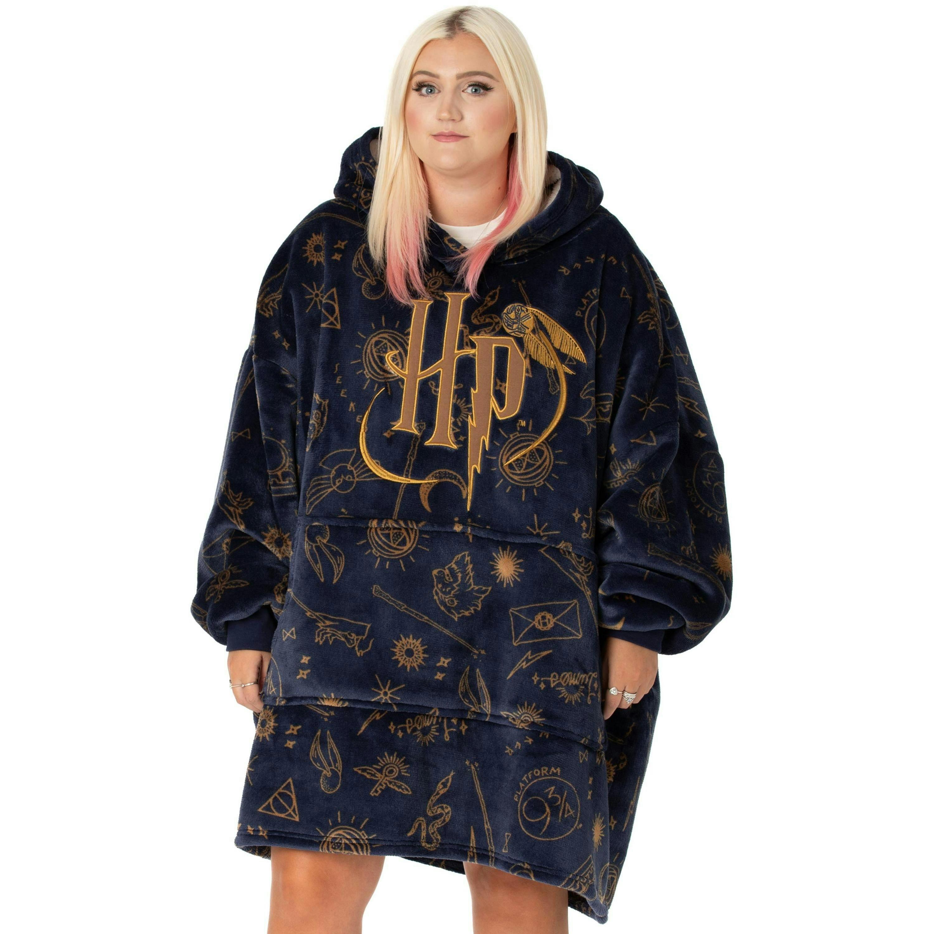 Harry Potter Unisex Blue Logo Embroidery Blanket Hoodie (One Size) [dis] by Vanilla Underground , view 1 of 5