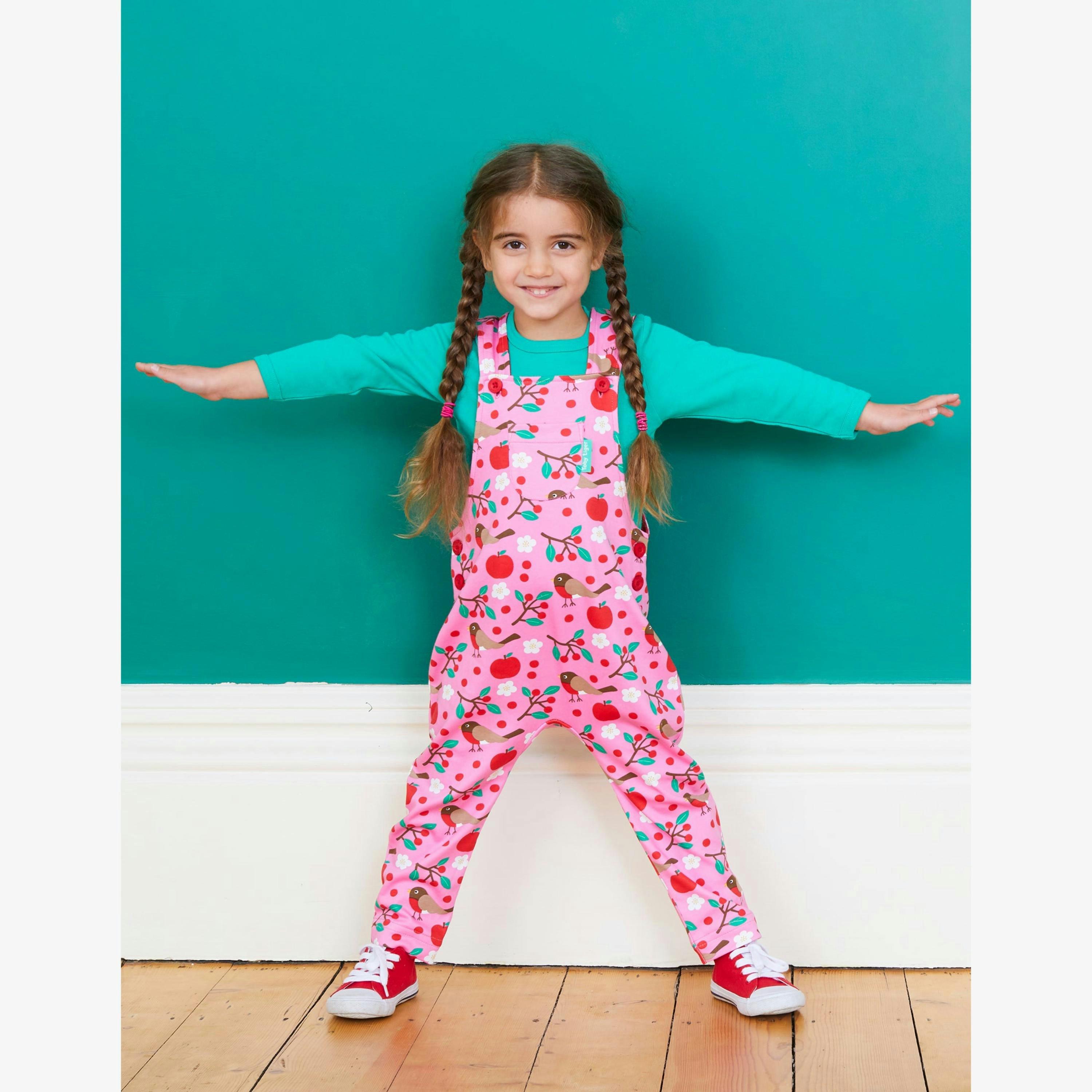Organic Robin Print Dungarees , view 2 of 2