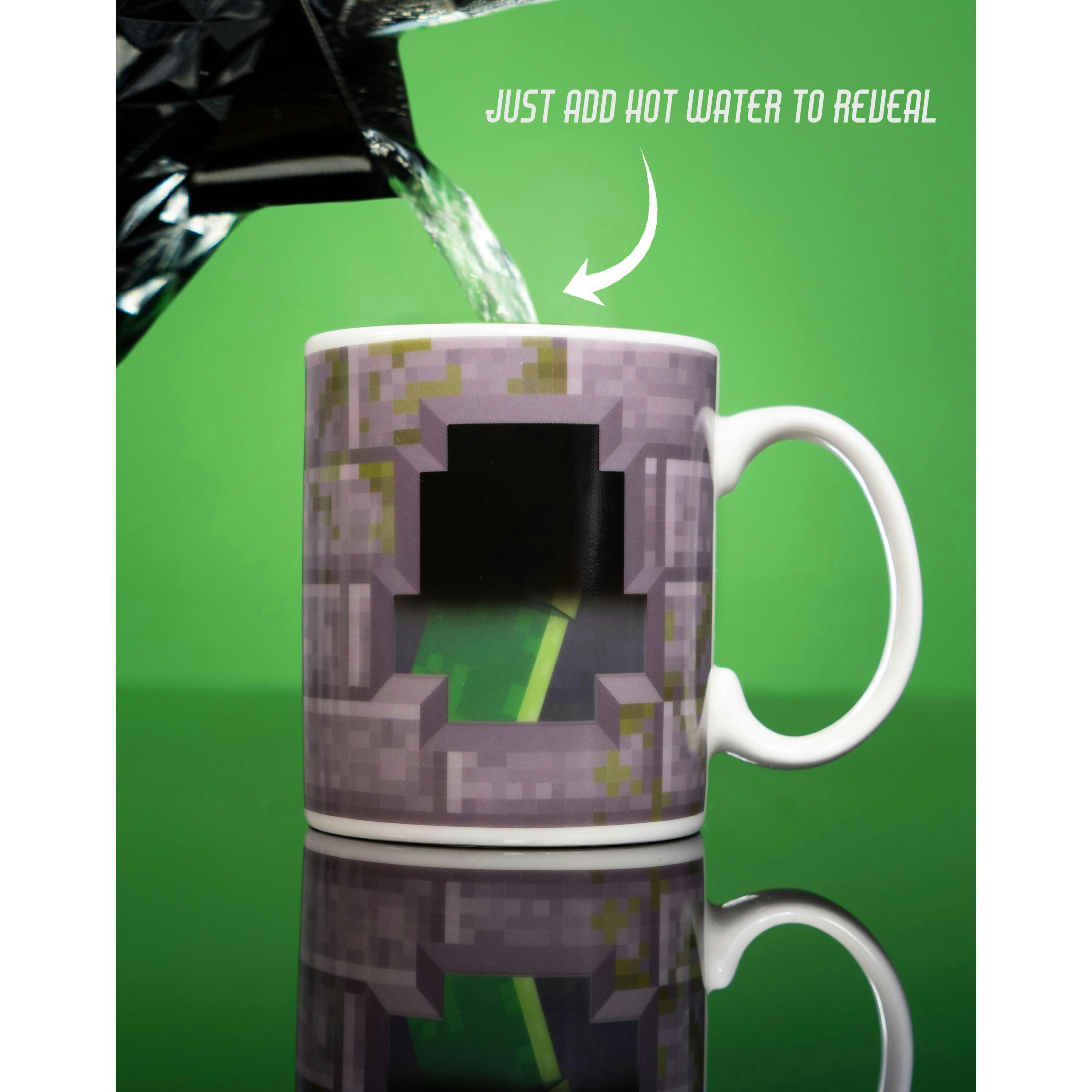 Minecraft Unisex Kids Grey Creeper Heat Change Graphic Heat Changing Mug (One Size) by Vanilla Underground , view 3 of 6