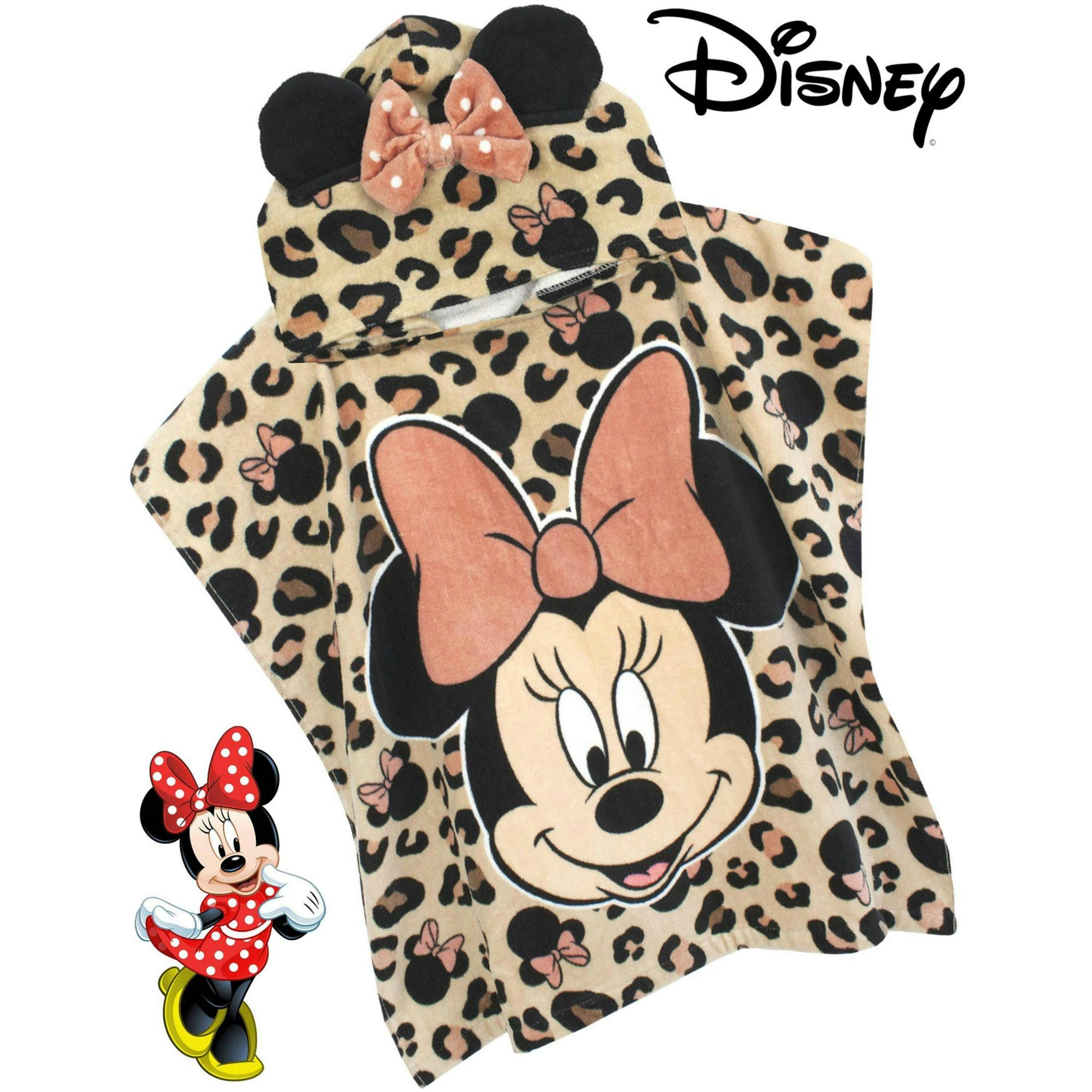 Disney Girls Pink Minnie Mouse Poncho Towel (One Size) by Vanilla Underground , view 3 of 5