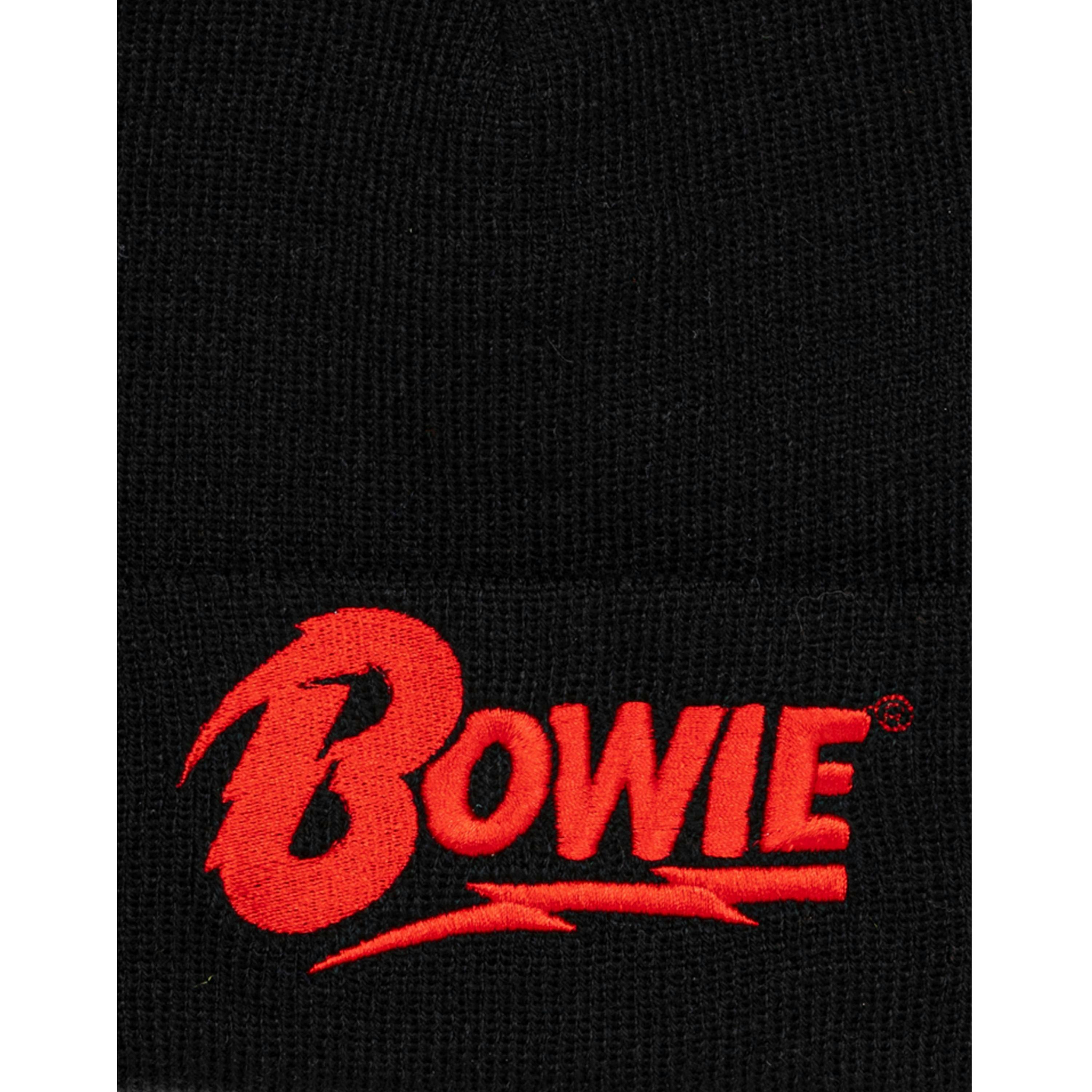 David Bowie Mens Black Logo Beanie Hat (One Size) by Vanilla Underground , view 5 of 5