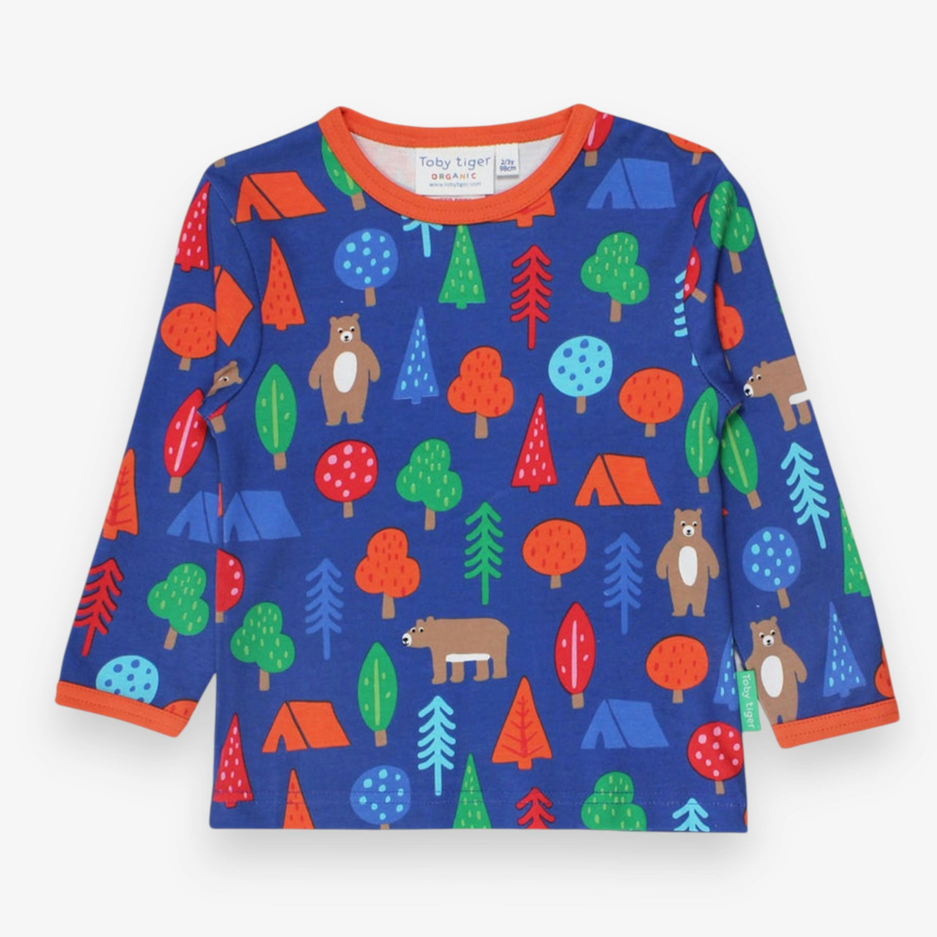 Organic Camping Bear Print Long-Sleeved T-Shirt , view 1 of 2