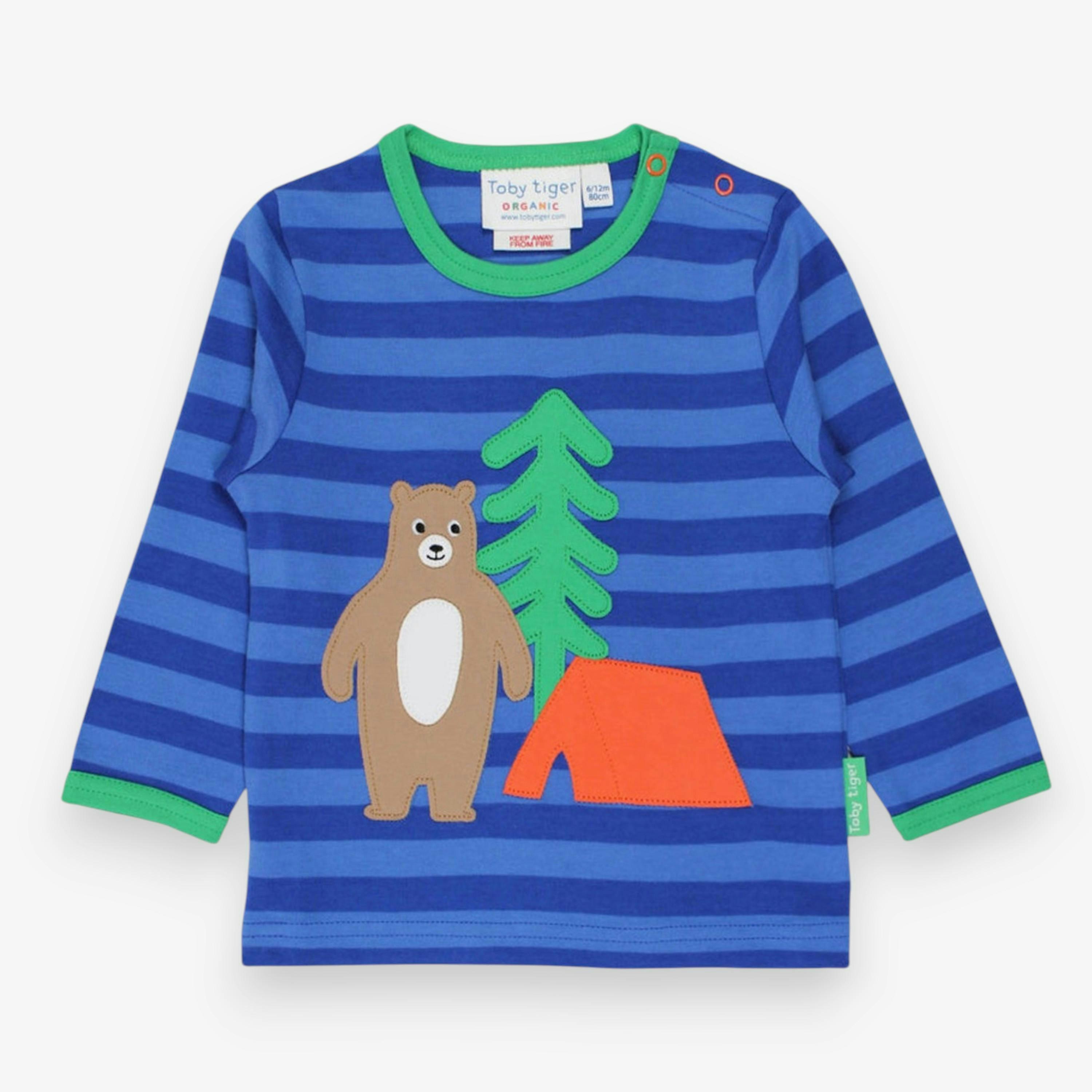 Organic Camping Bear Applique Long-Sleeved T-Shirt , view 1 of 2