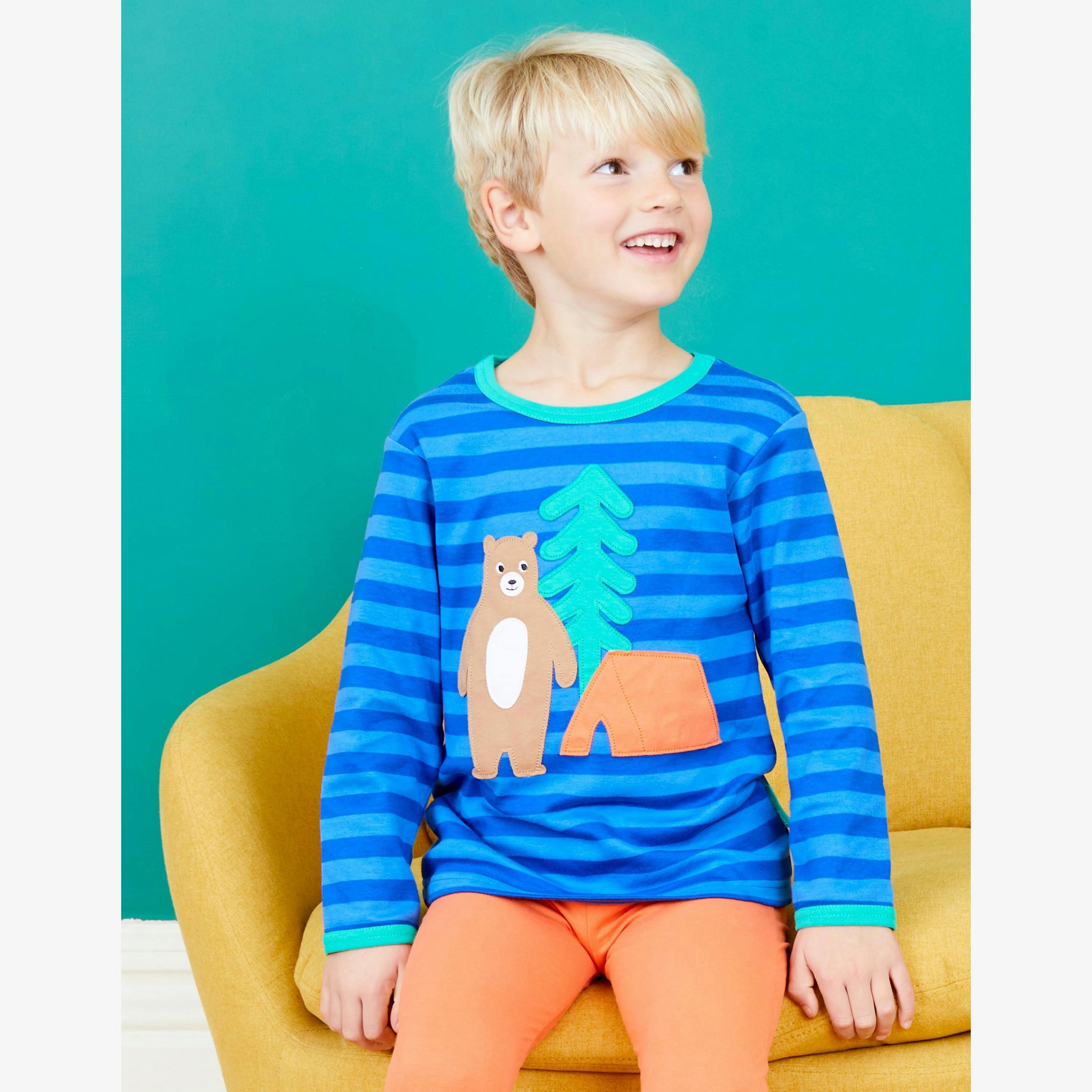 Organic Camping Bear Applique Long-Sleeved T-Shirt , view 2 of 2