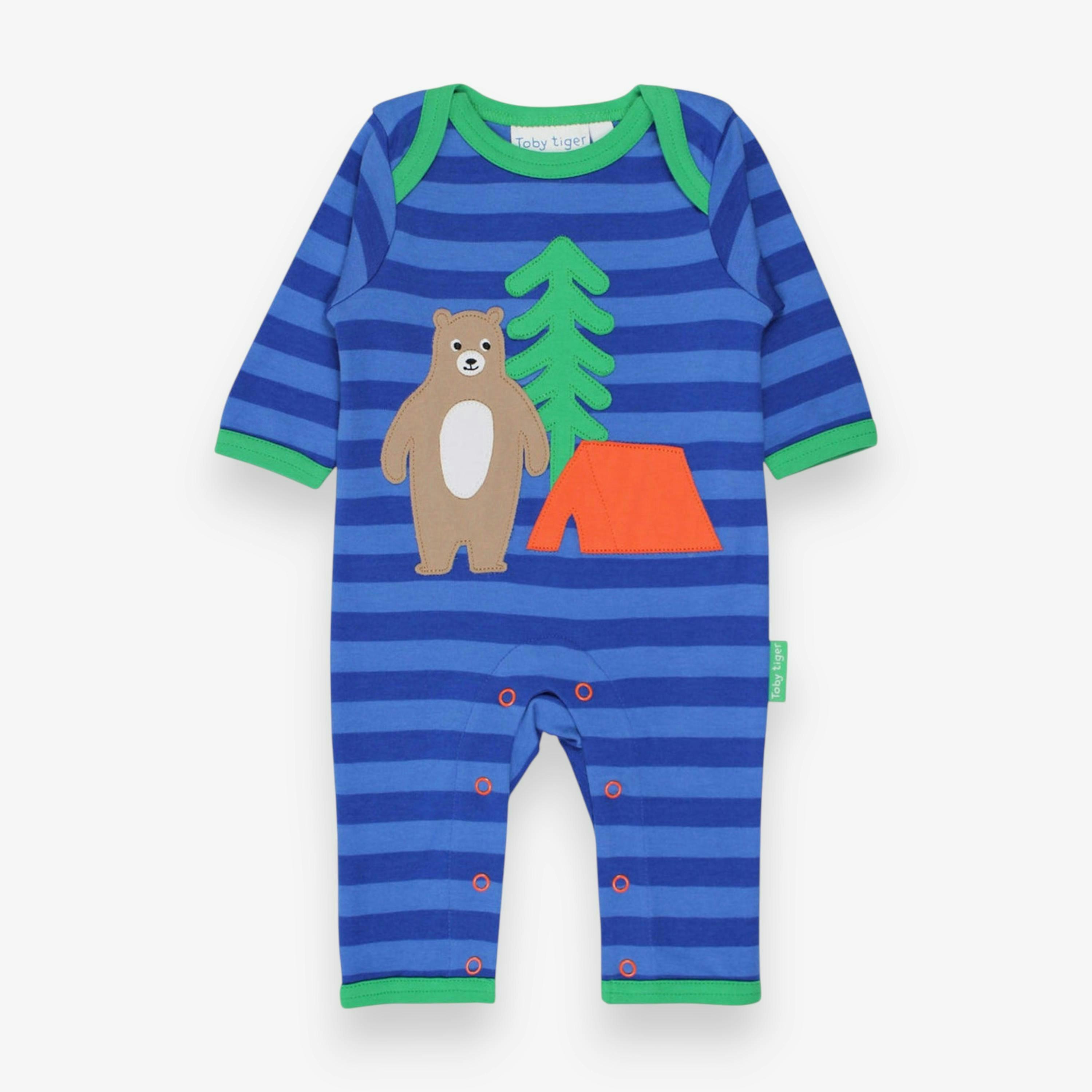 Organic Camping Bear Applique Sleepsuit , view 1 of 2