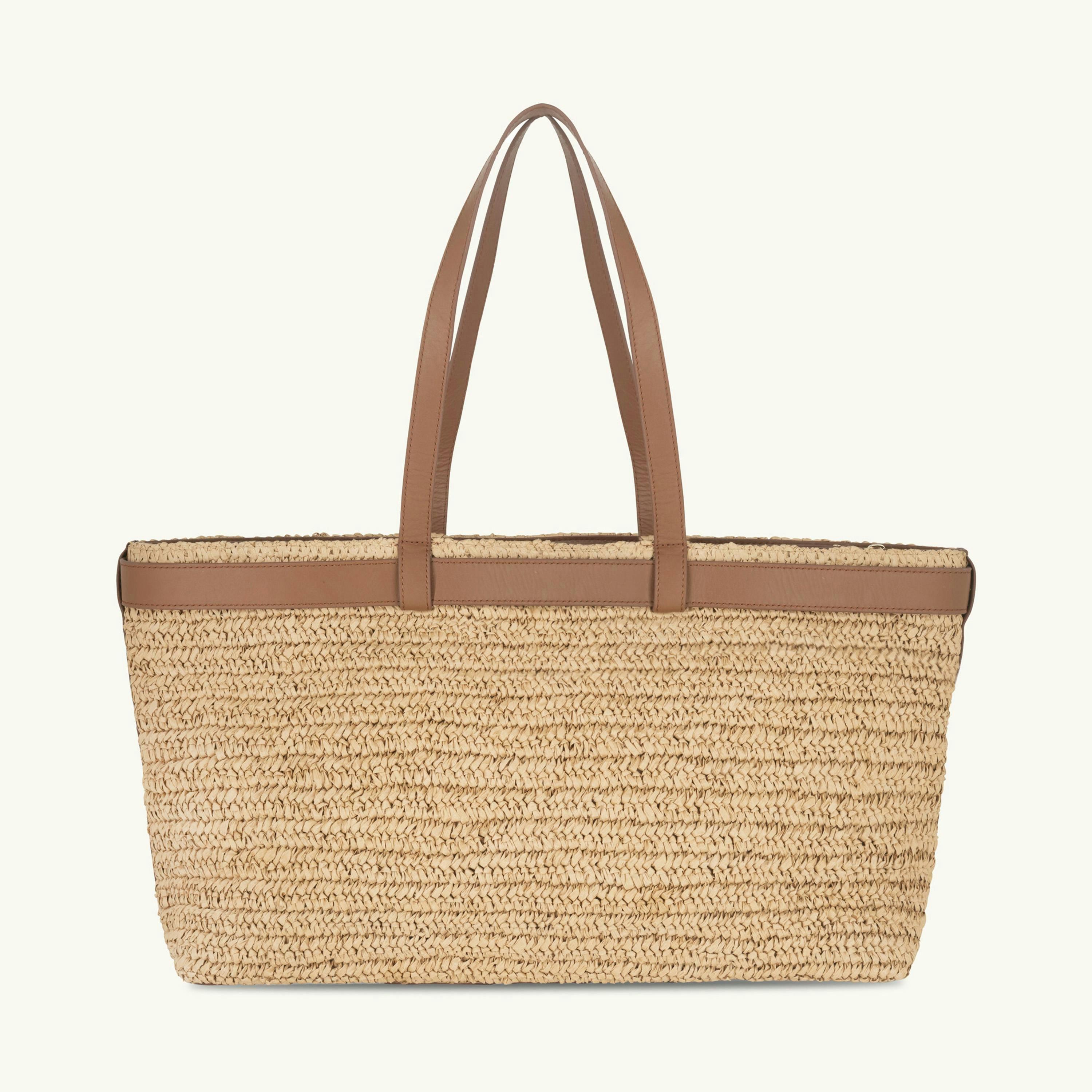 The Esme Raffia Tote Bag with Leather Trim , view 3 of 6