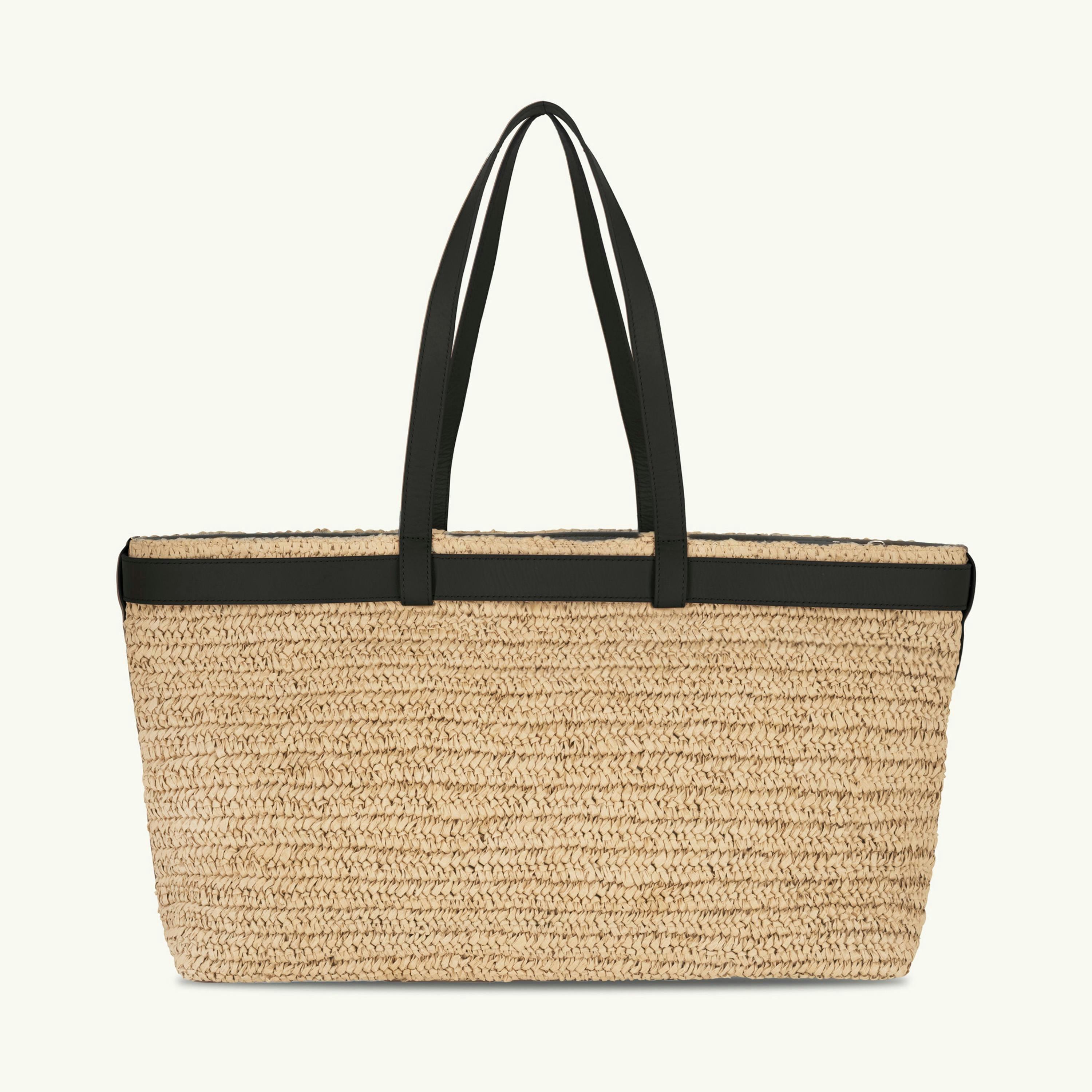 The Esme Raffia Tote Bag with Leather Trim , view 3 of 6