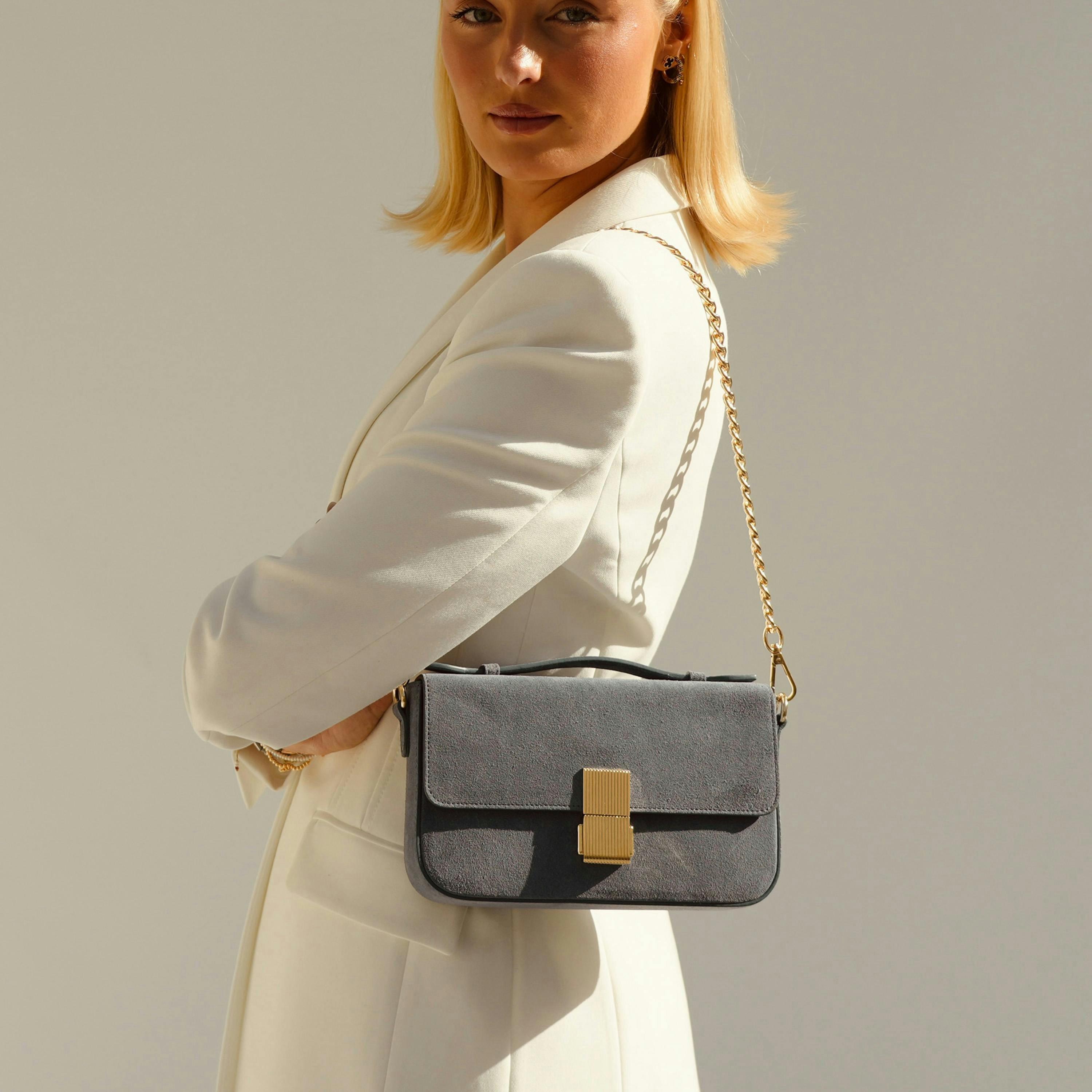 The Flora Top Handle Suede Bag , view 2 of 5