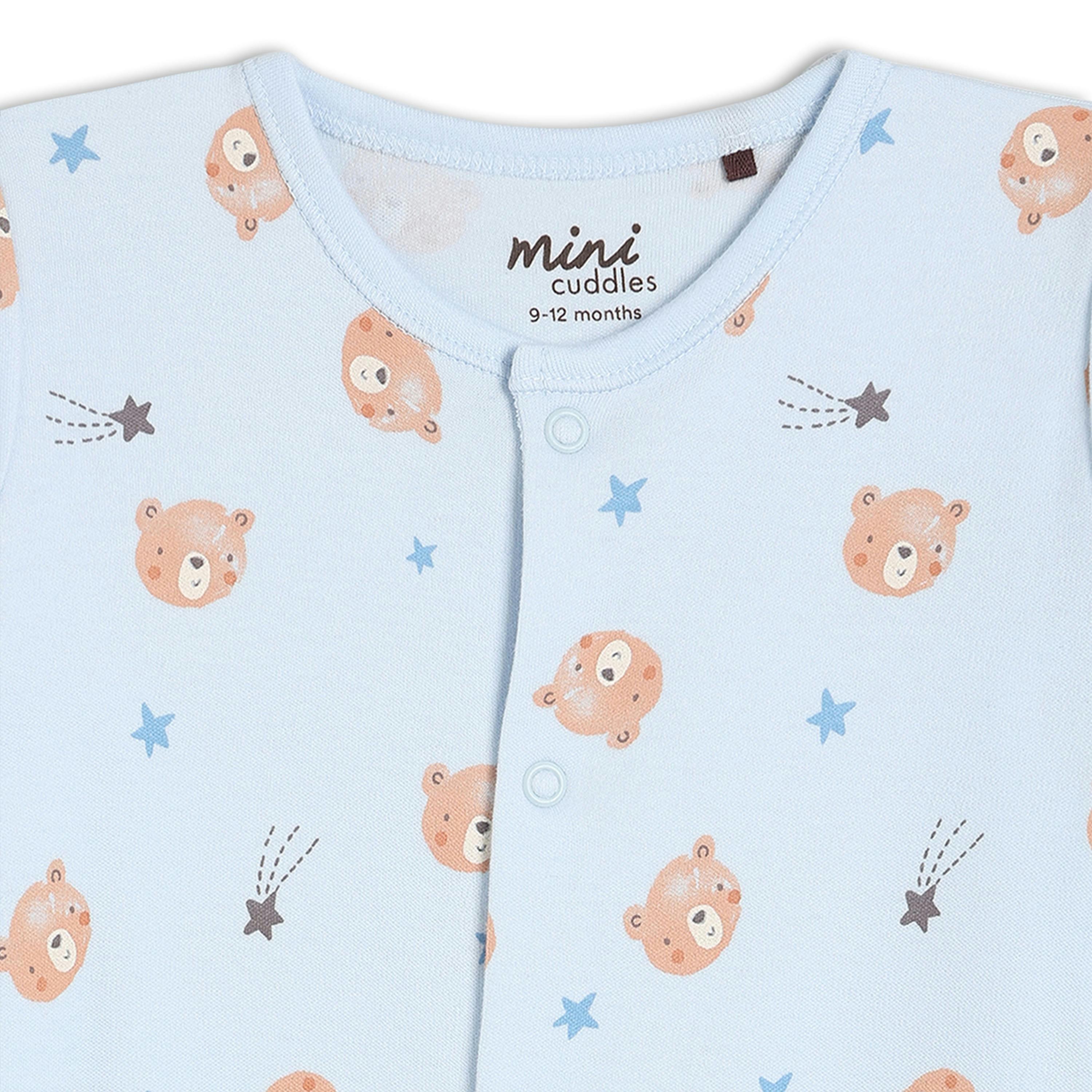 Baby Boys 2pk Teddy Bear Printed Sleepsuitss, Multicolour , view 6 of 6