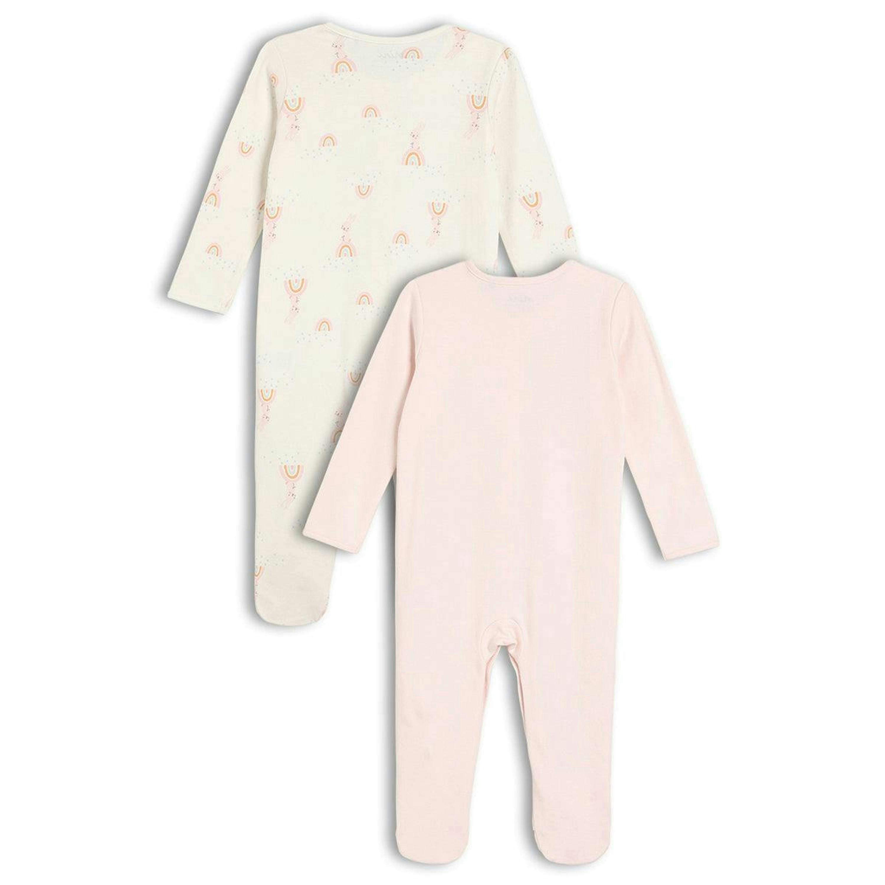 Baby Girls 2pk Rainbow Printed Sleepsuitss, Multicolour , view 2 of 6