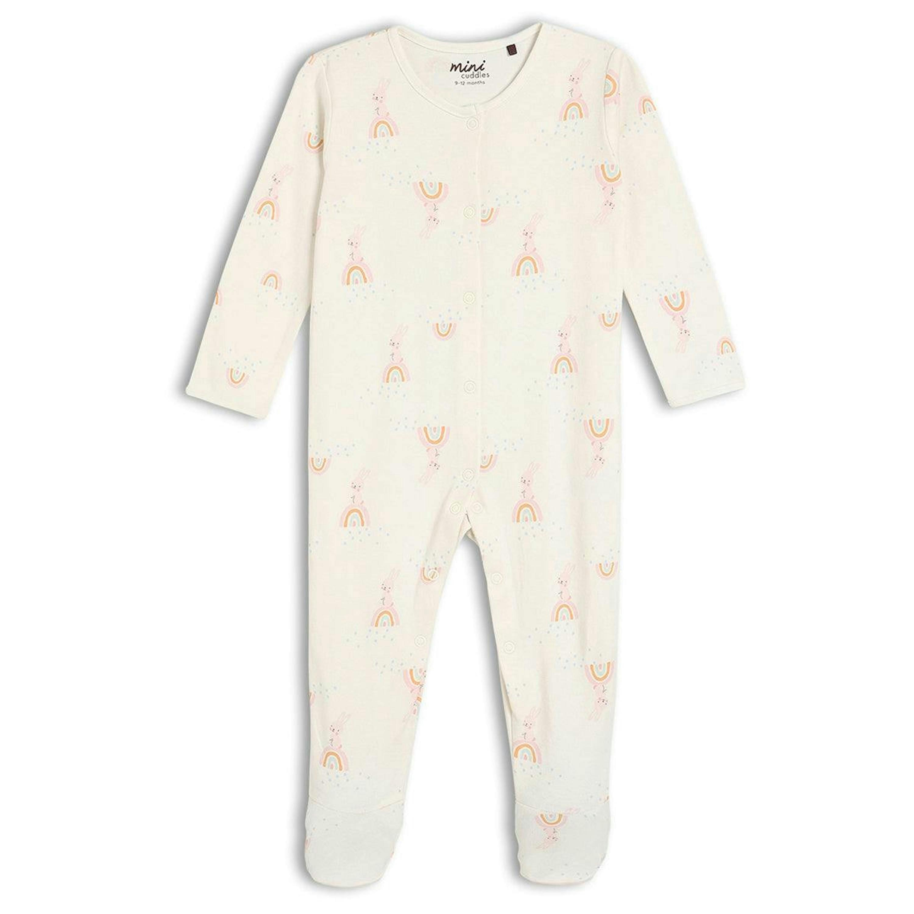 Baby Girls 2pk Rainbow Printed Sleepsuitss, Multicolour , view 5 of 6