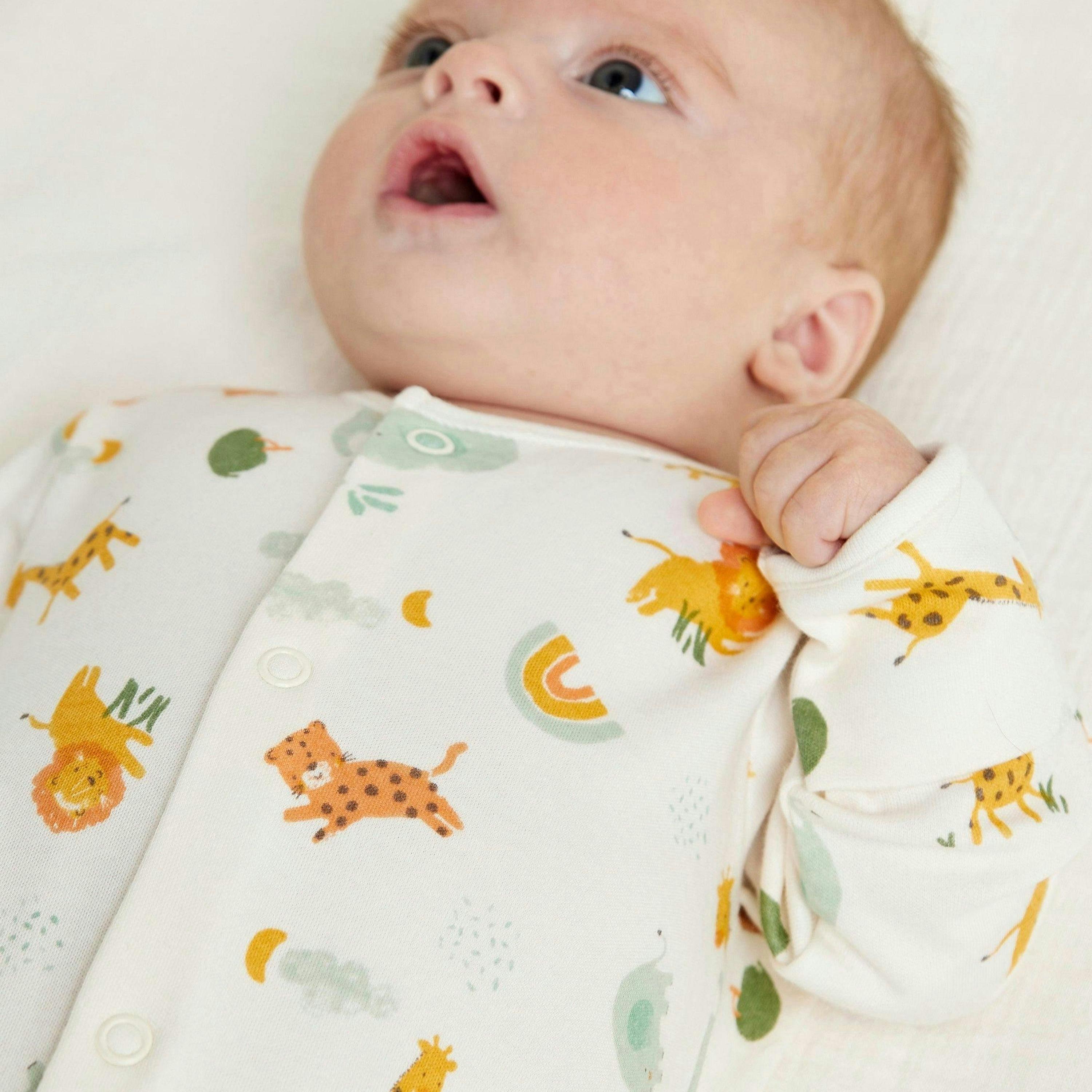 Baby Unisex 2pk Animal Printed Sleepsuitss, Multicolour , view 2 of 6