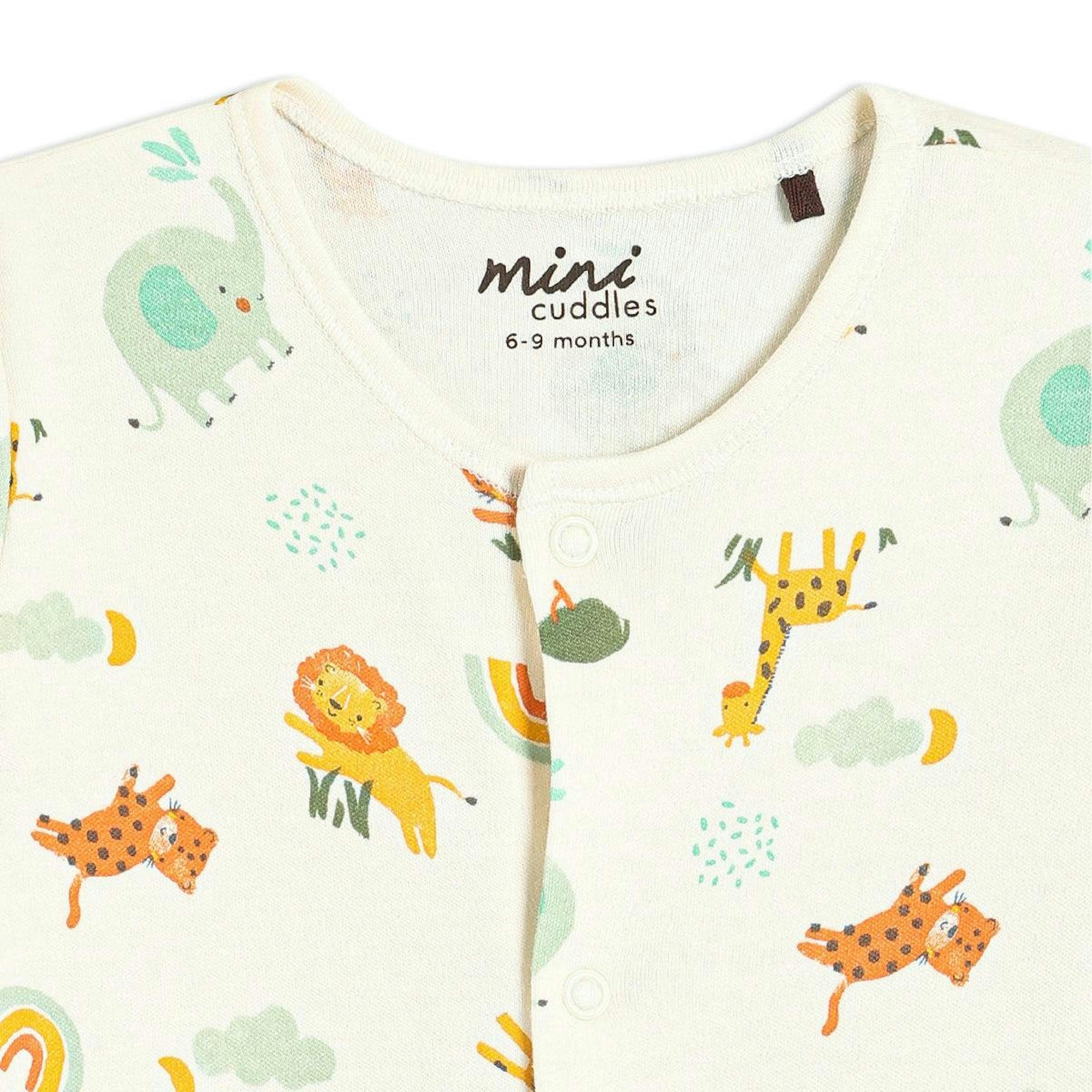 Baby Unisex 2pk Animal Printed Sleepsuitss, Multicolour , view 4 of 6