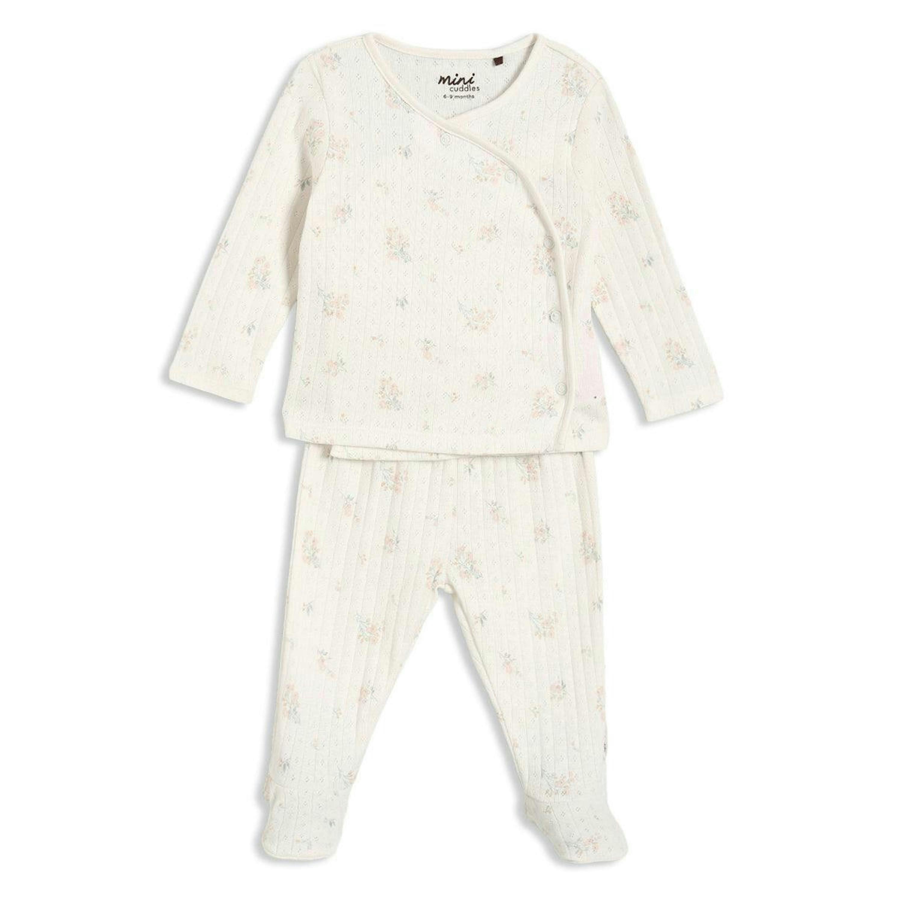 Baby Girls Floral Print 2pc Set, Off-White , view 1 of 5