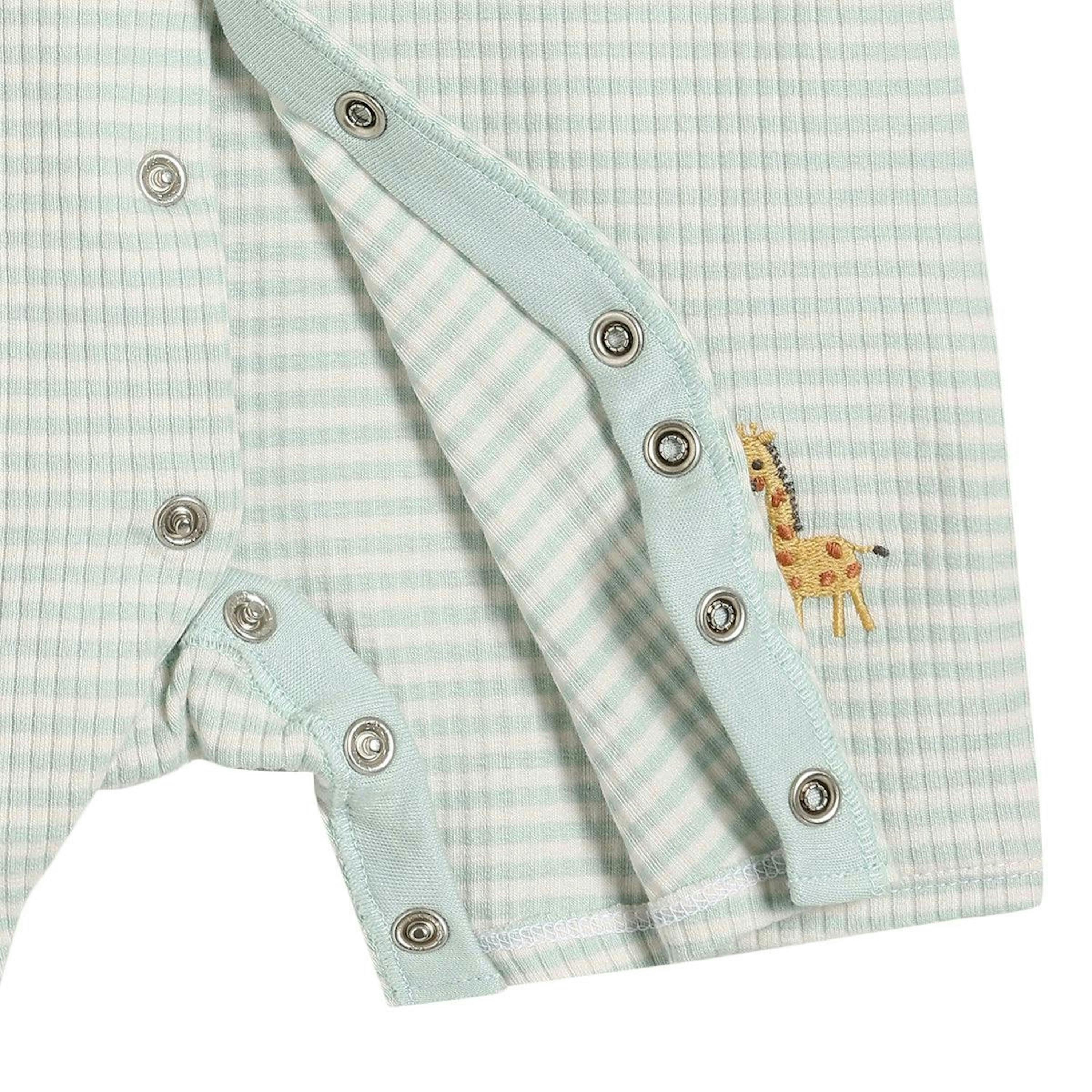 Baby Unisex Animal Embroidered Romper, Mint , view 5 of 6