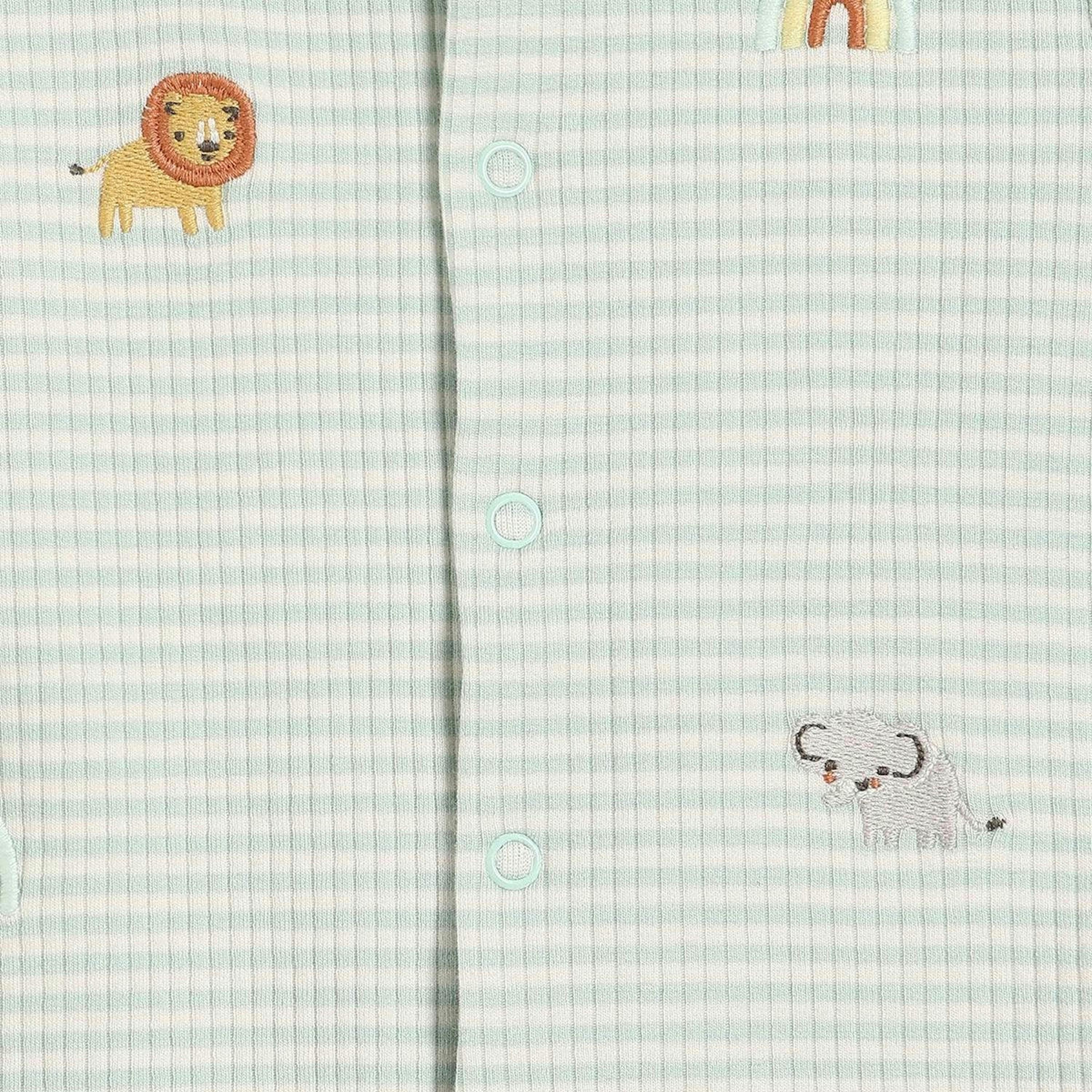 Baby Unisex Animal Embroidered Romper, Mint , view 6 of 6