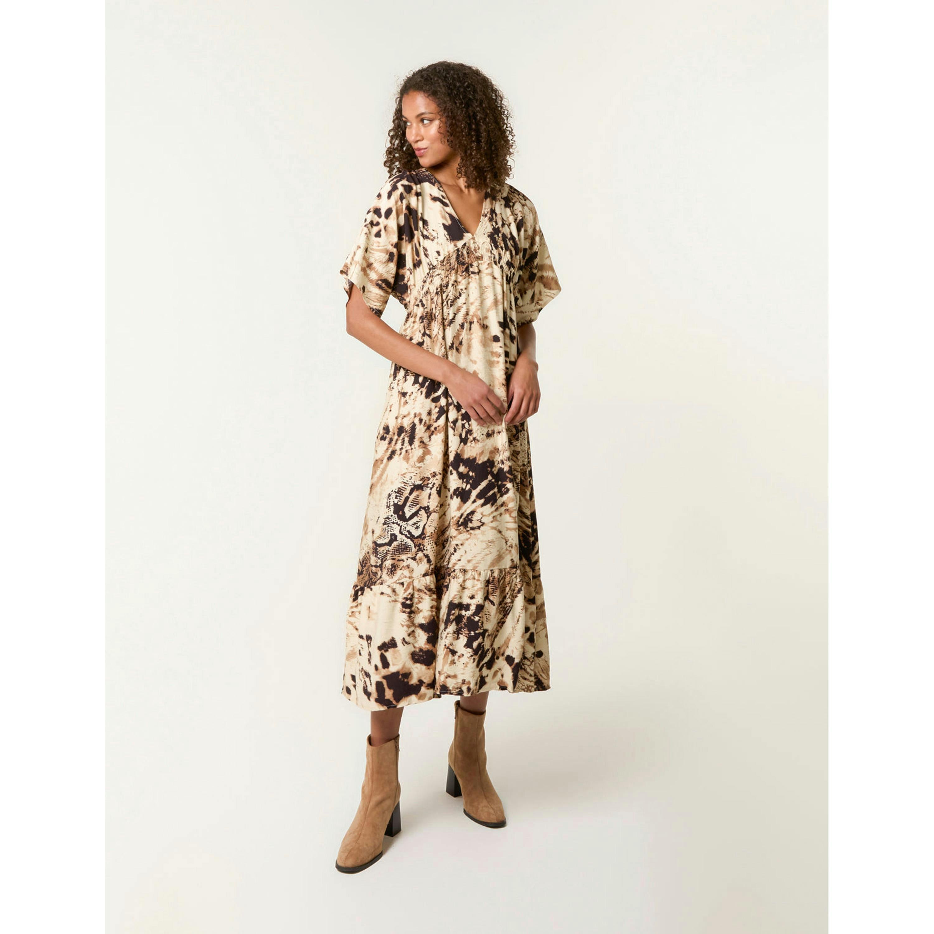 Blue Vanilla Abstract Animal Print Dress  in Brown , view 3 of 4