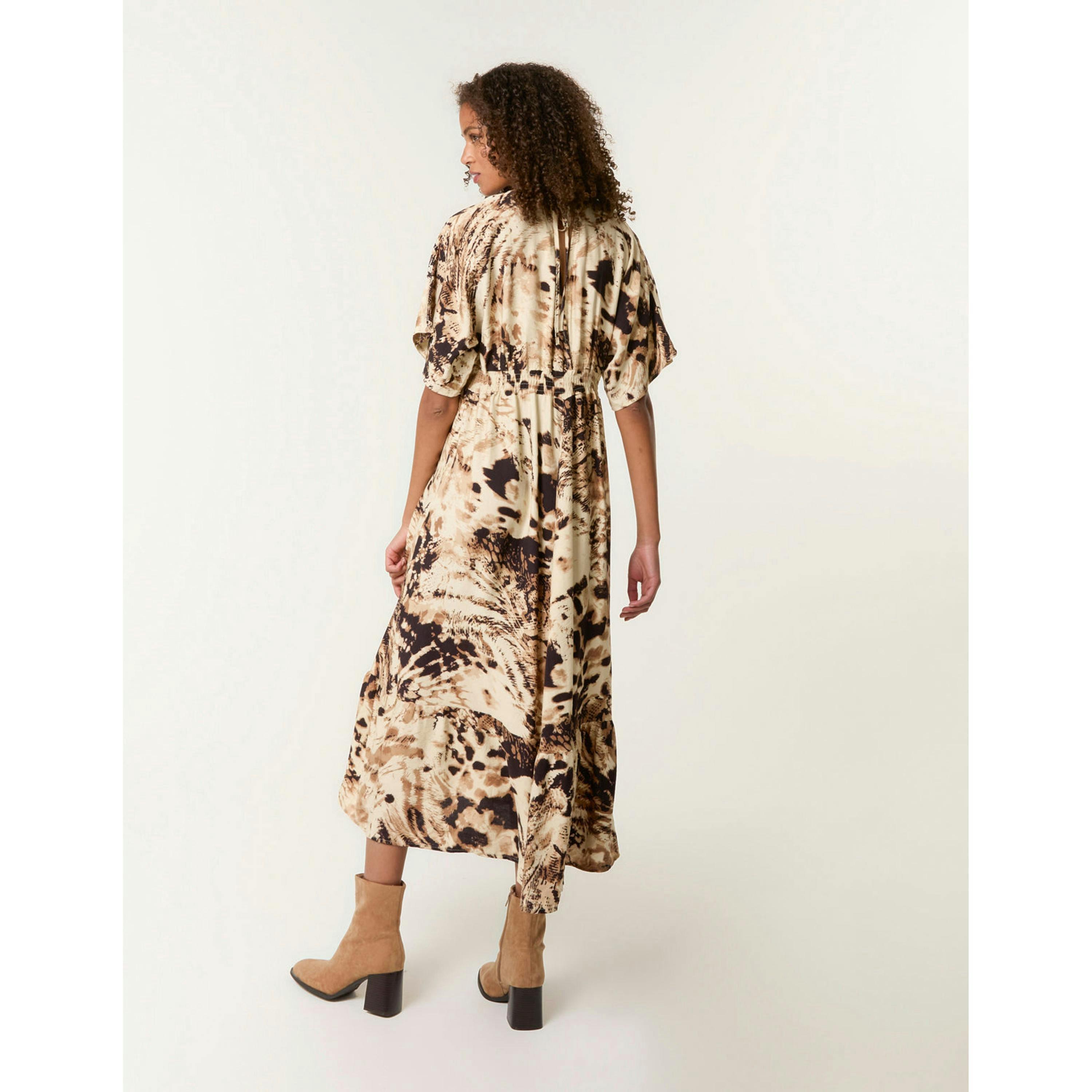 Blue Vanilla Abstract Animal Print Dress  in Brown , view 4 of 4