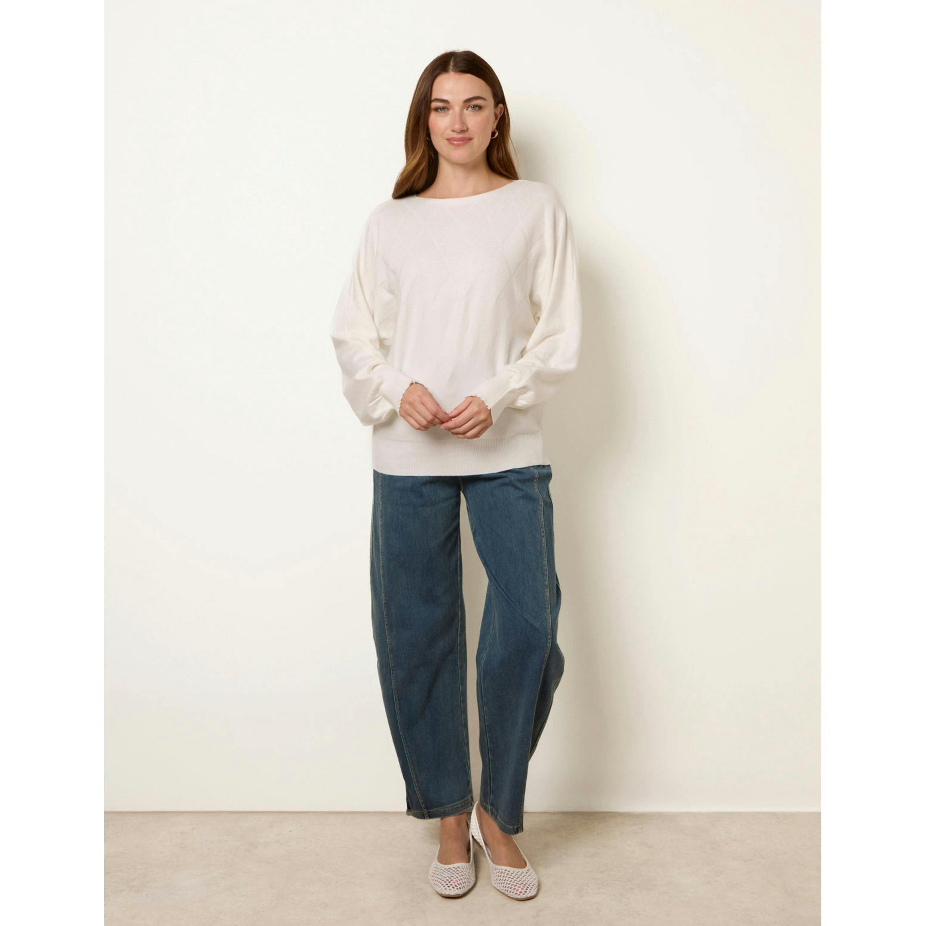 Blue Vanilla Patterned Jumper  in Ivory , view 3 of 4