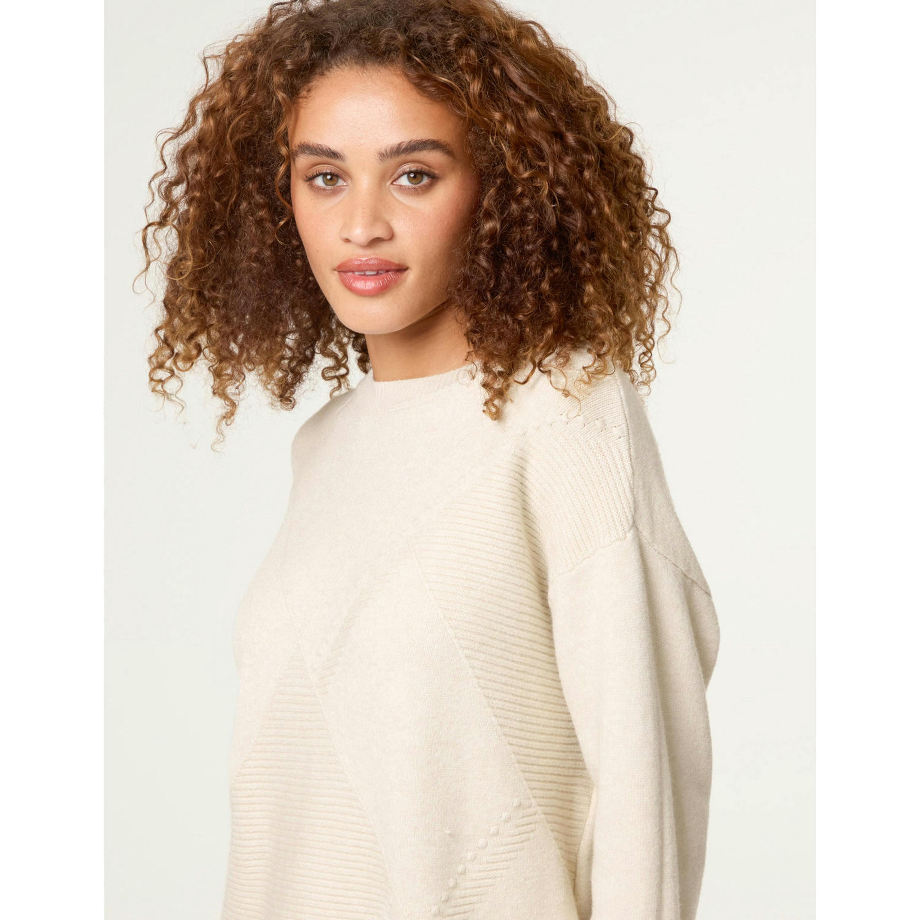 Blue Vanilla Argyle Stitch Detail Jumper  in Beige , view 3 of 4