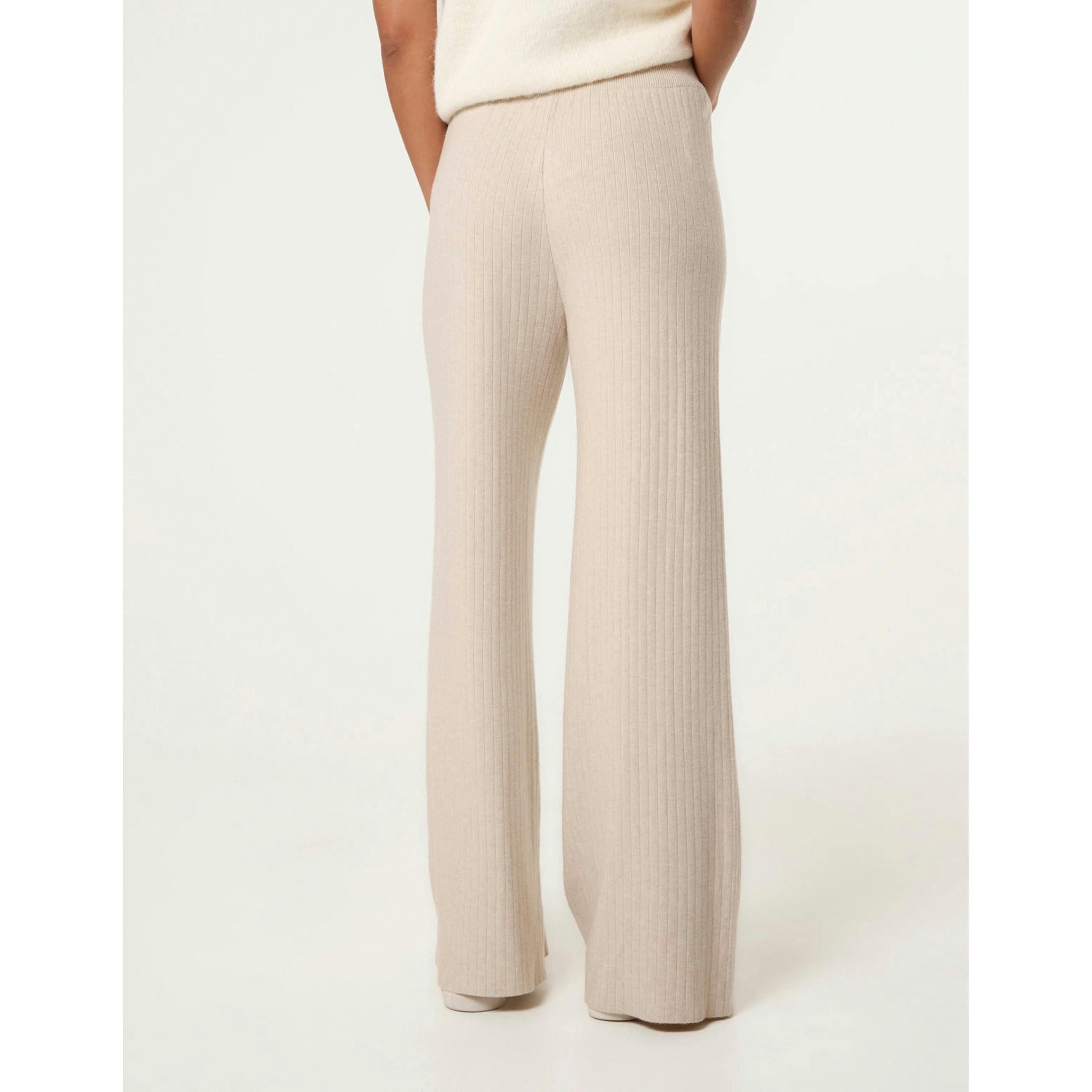 Blue Vanilla Ribbed Wide Leg Trousers  in Beige , view 2 of 4