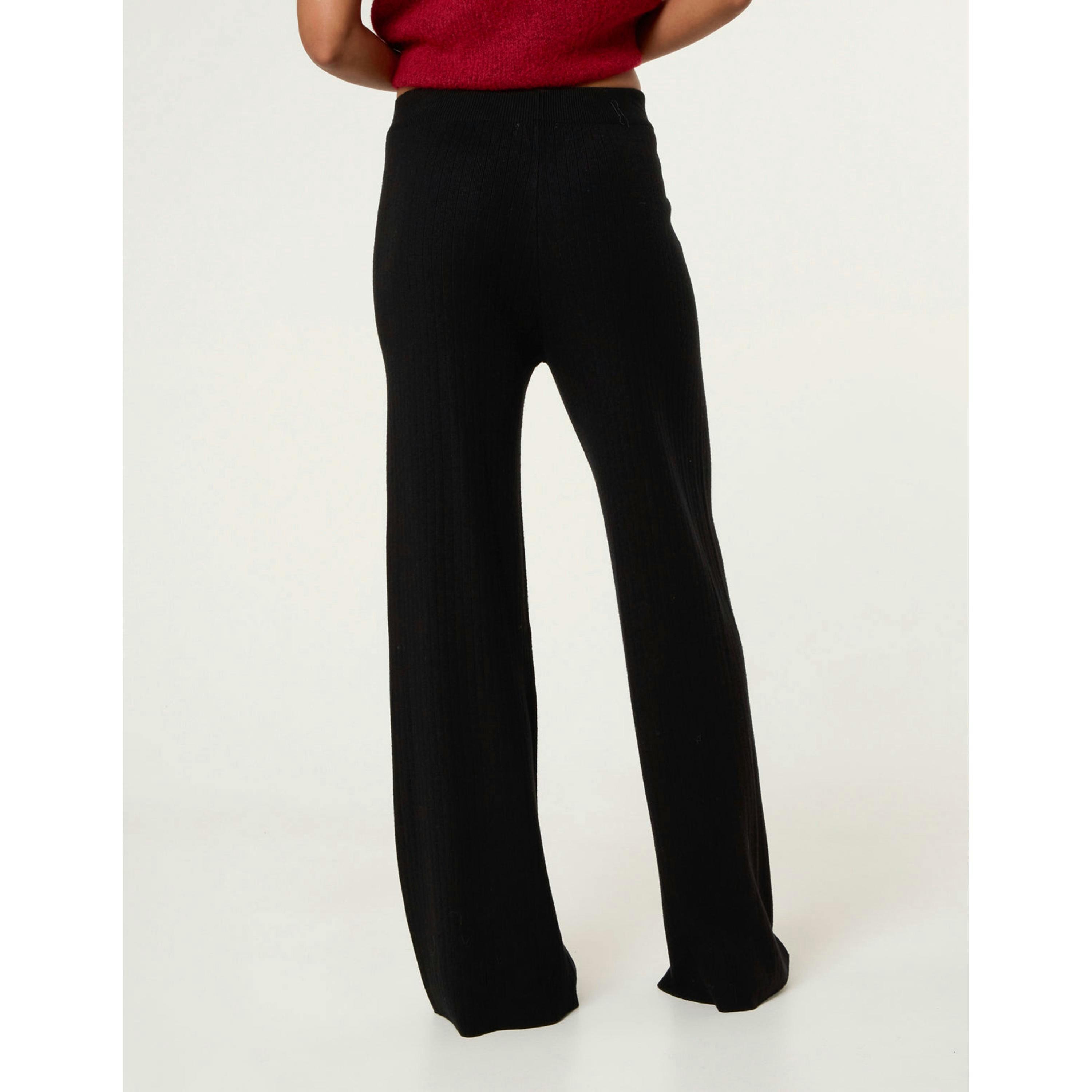 Blue Vanilla Ribbed Wide Leg Trousers  in Black , view 2 of 4