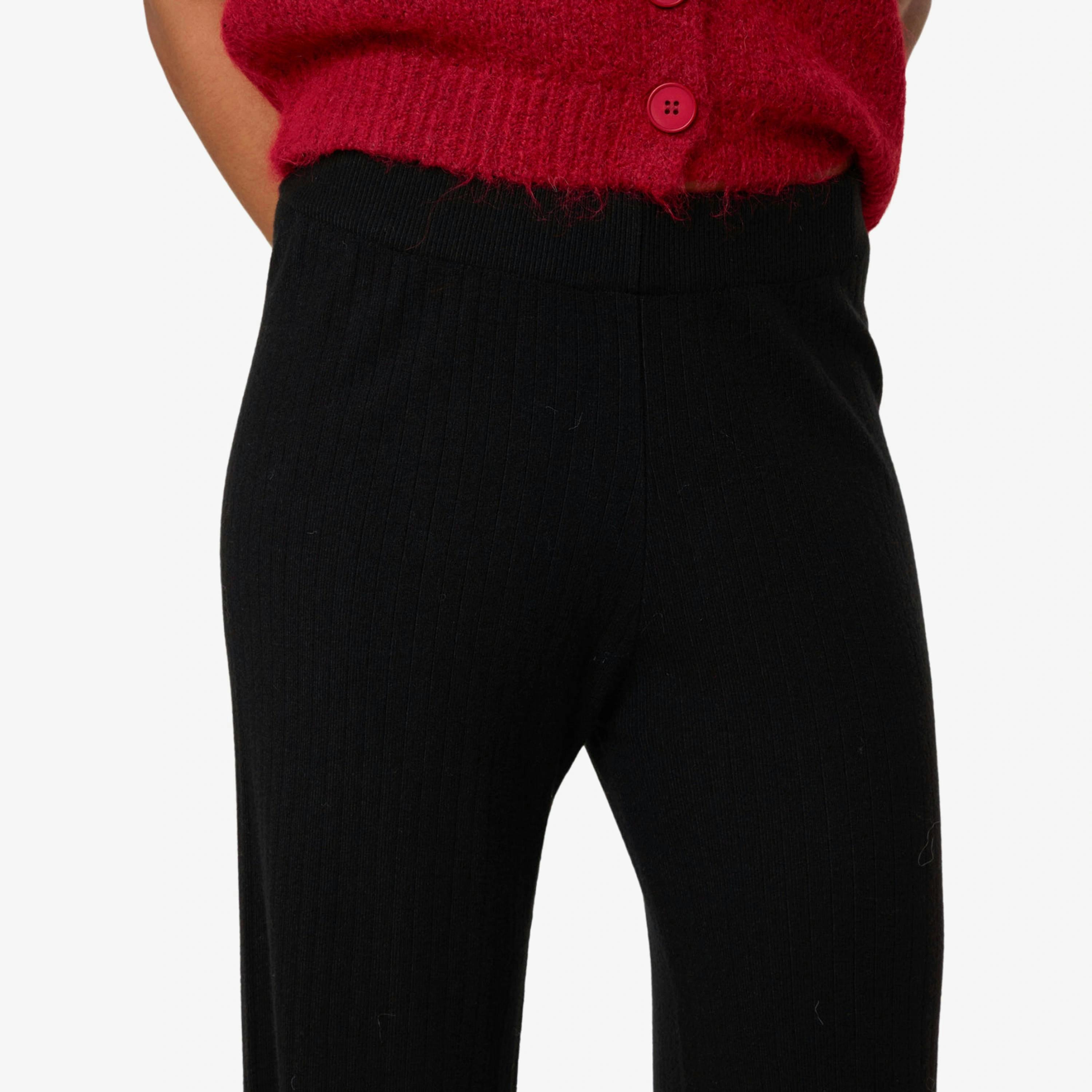 Blue Vanilla Ribbed Wide Leg Trousers  in Black , view 4 of 4