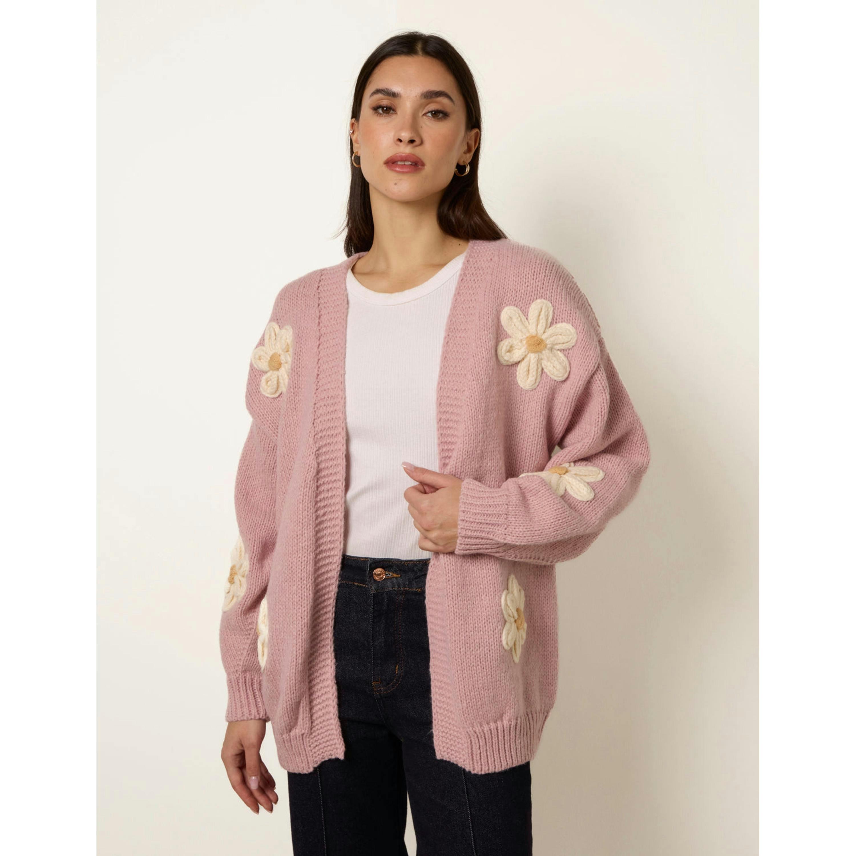 Blue Vanilla Daisy Large Flower Cardigan   in  Pink , view 1 of 4