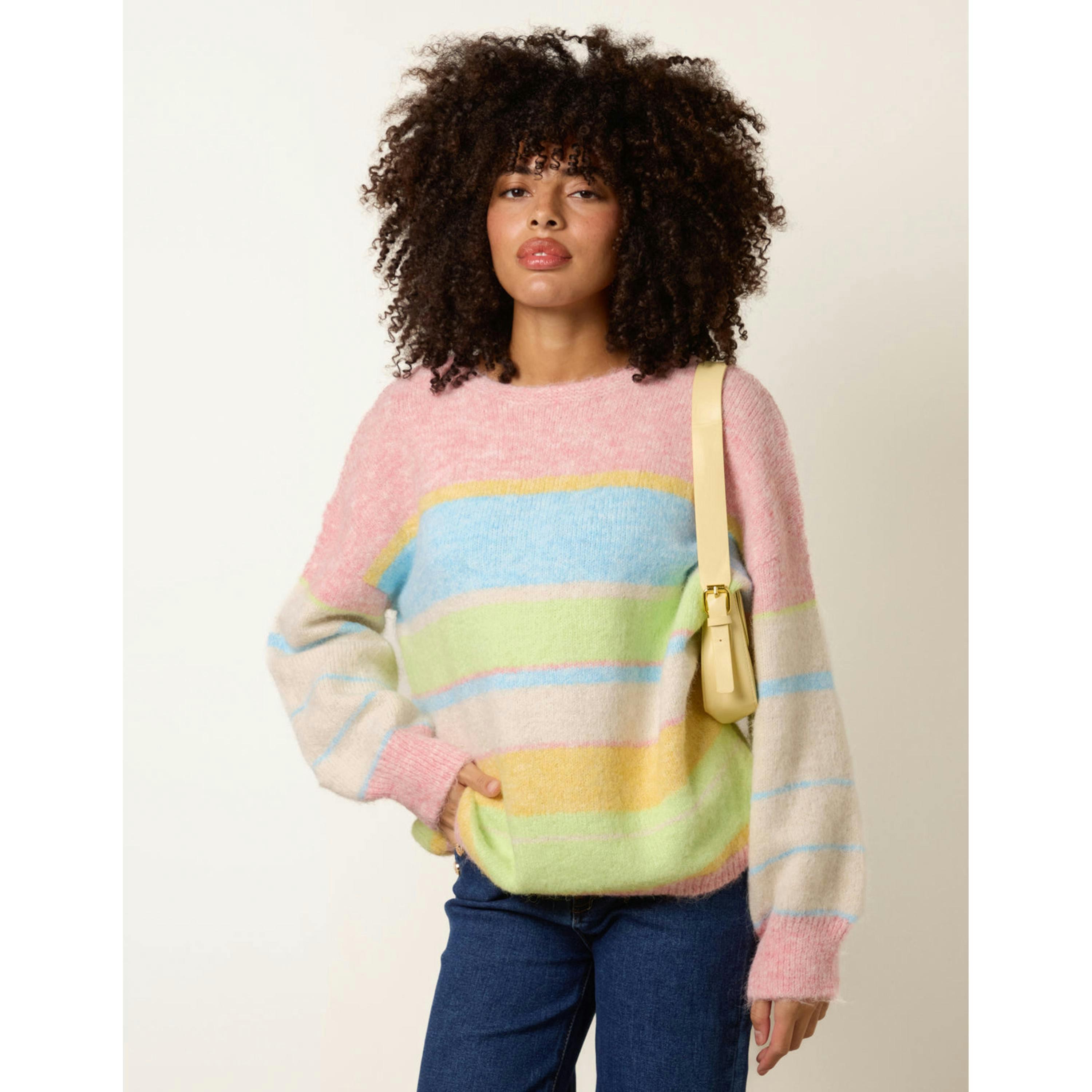 Blue Vanilla Round Neck Stripe Jumper   in  Multicolour , view 1 of 4