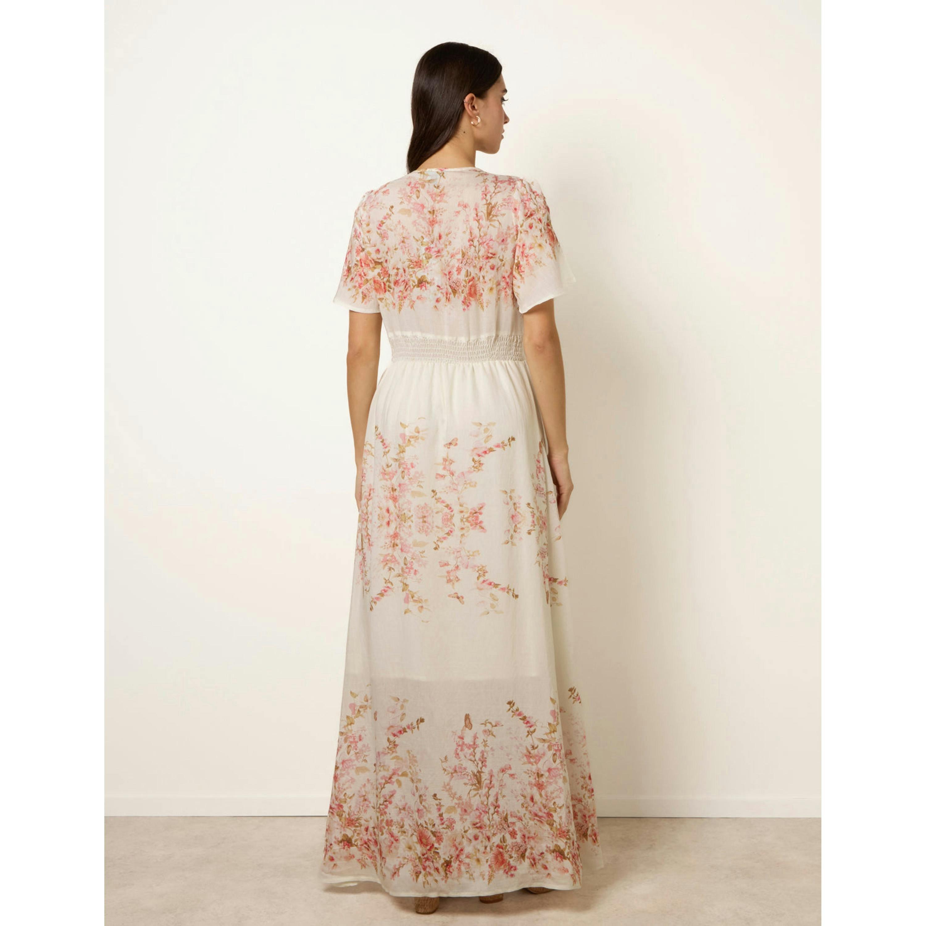 Blue Vanilla Floral Print Button Front Maxi Dress  in Pink , view 2 of 4
