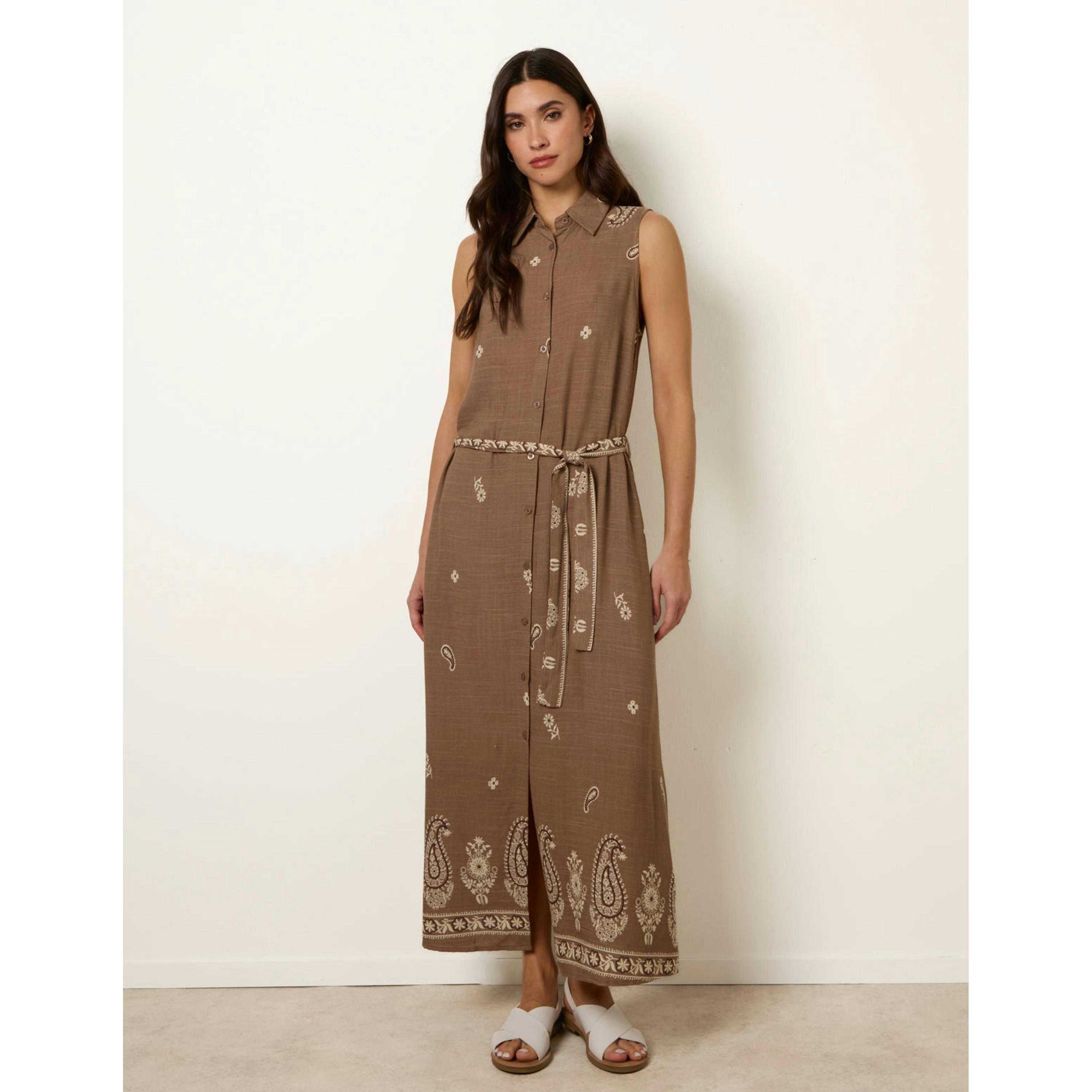 Blue Vanilla Dress With Paisley & Floral Print  in Brown , view 4 of 4