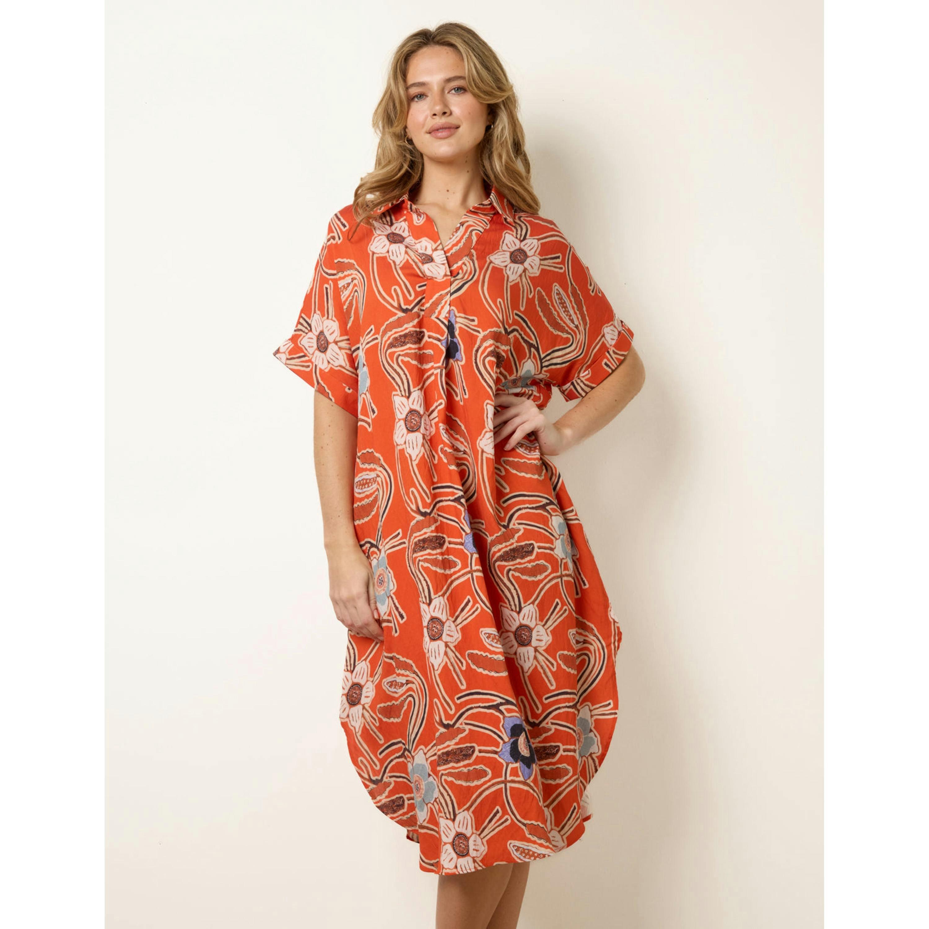 Blue Vanilla Oversized Shirt Midi Dress   in  Orange , view 1 of 4