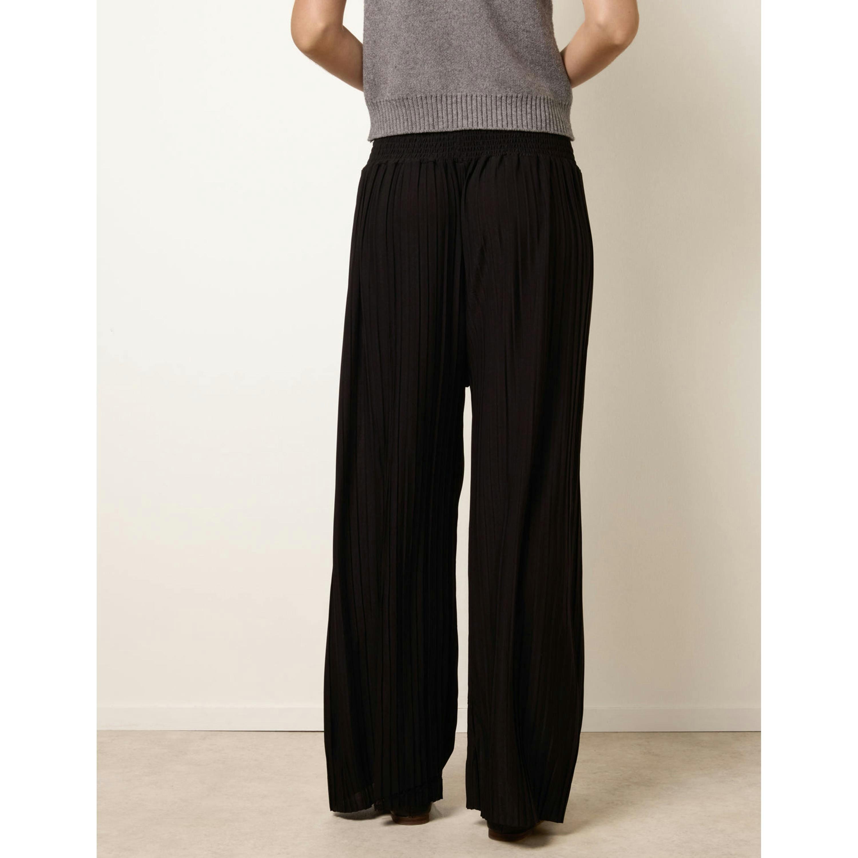 Blue Vanilla Shirred Waist Pleated Wide Leg Trousers  in Black , view 2 of 4