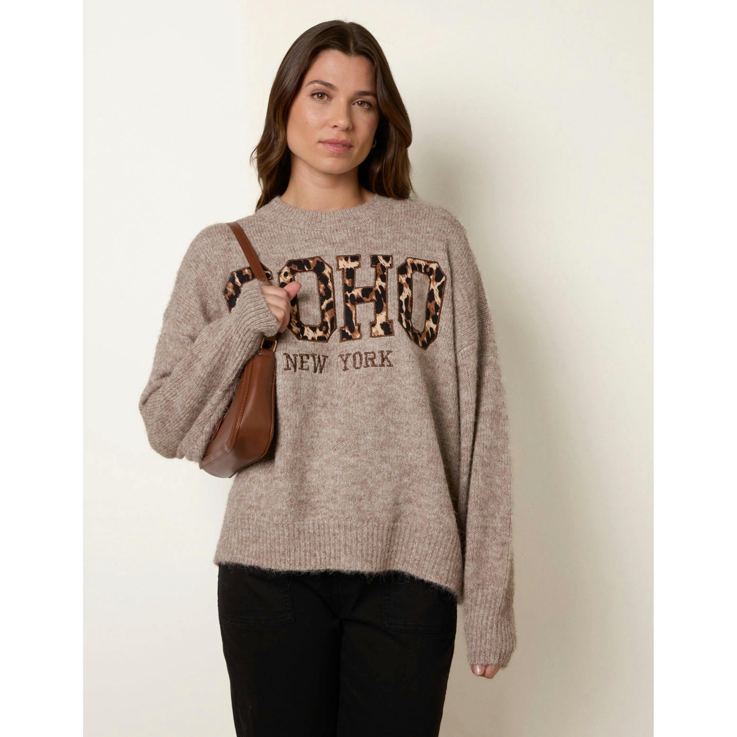 Blue Vanilla Soho New York Knitted Jumper   in  Beige , view 1 of 5