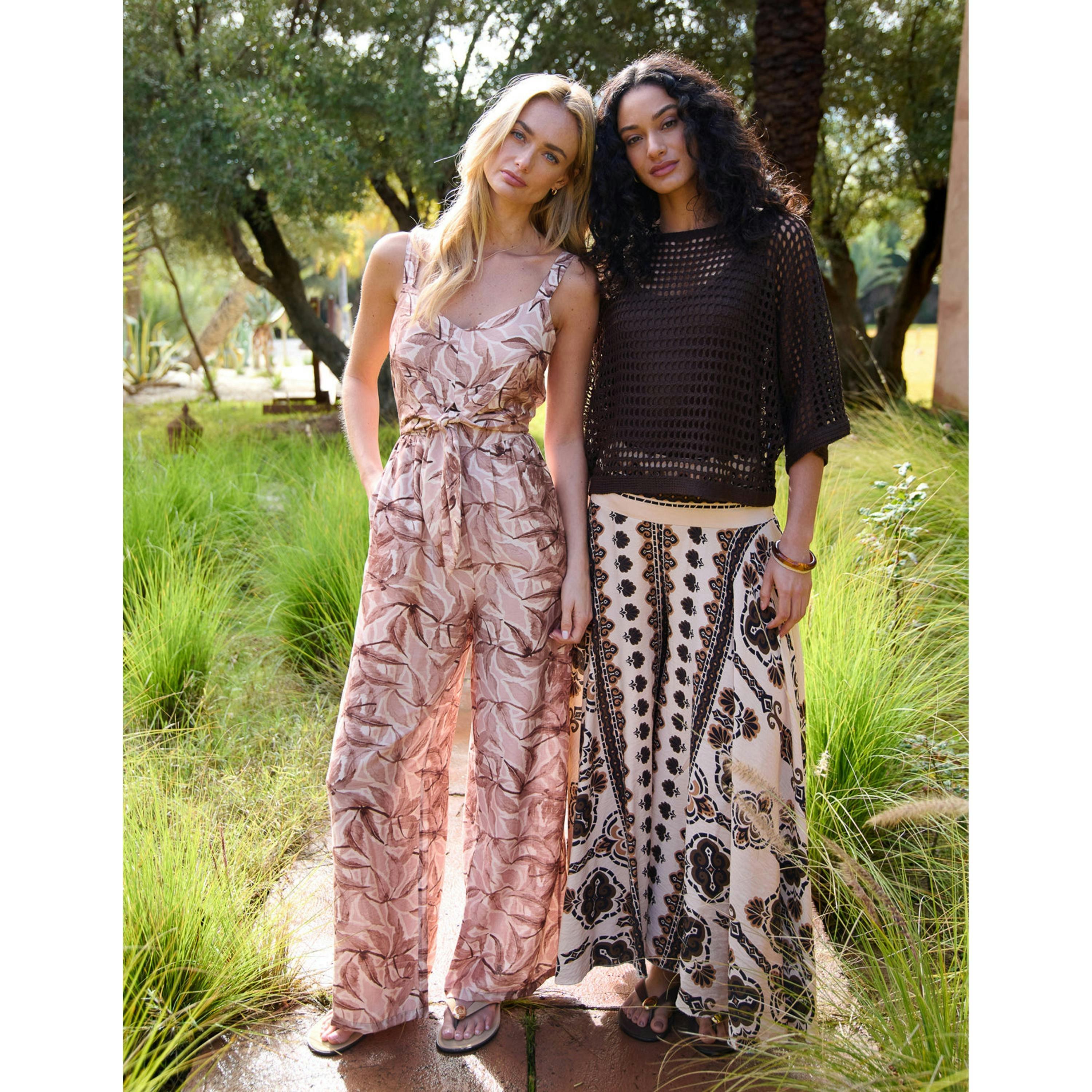 Blue Vanilla Deep Waist Flowy Pants  in Brown , view 5 of 6