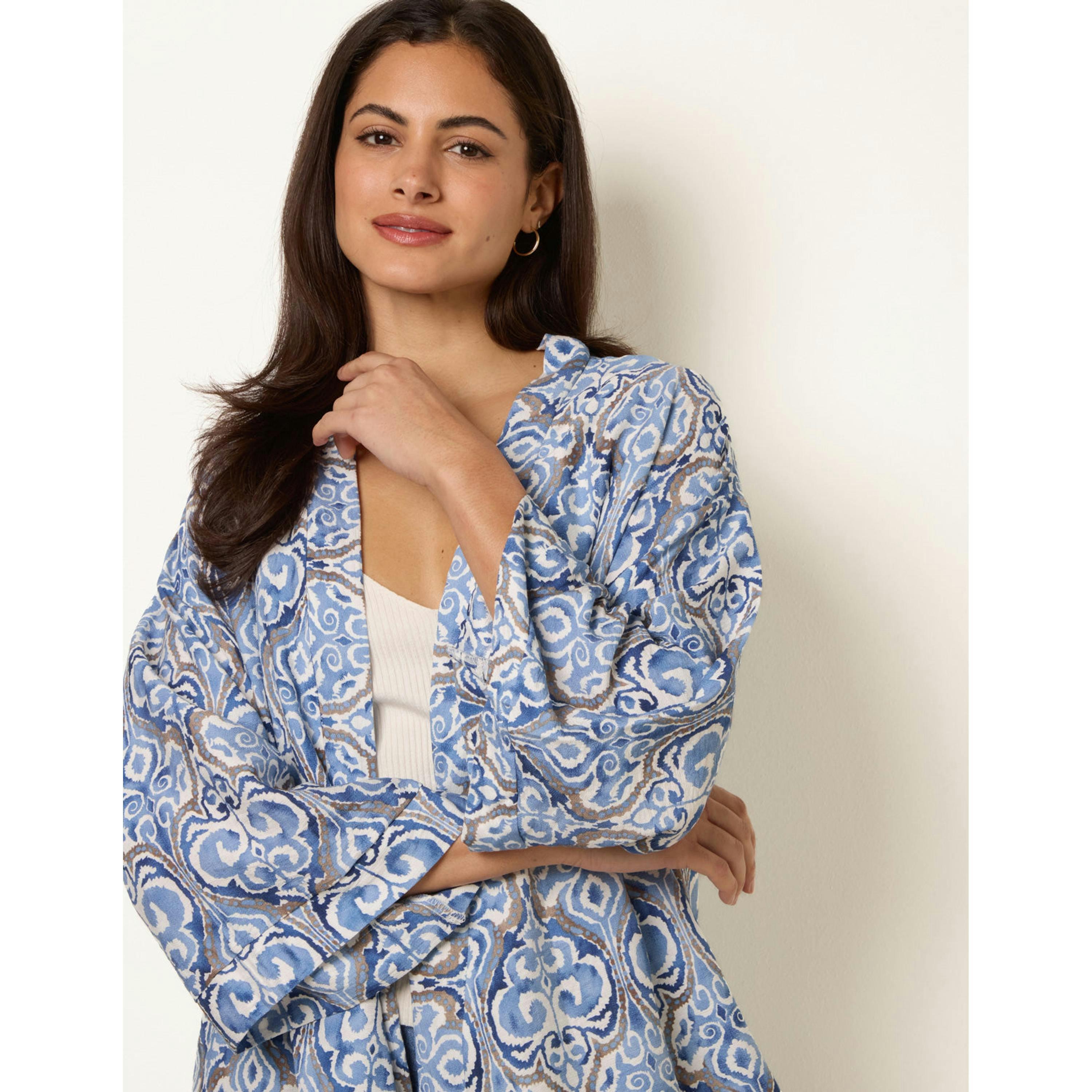 Blue Vanilla 3/4 Sleeve Kimono   in  Navy , view 1 of 4