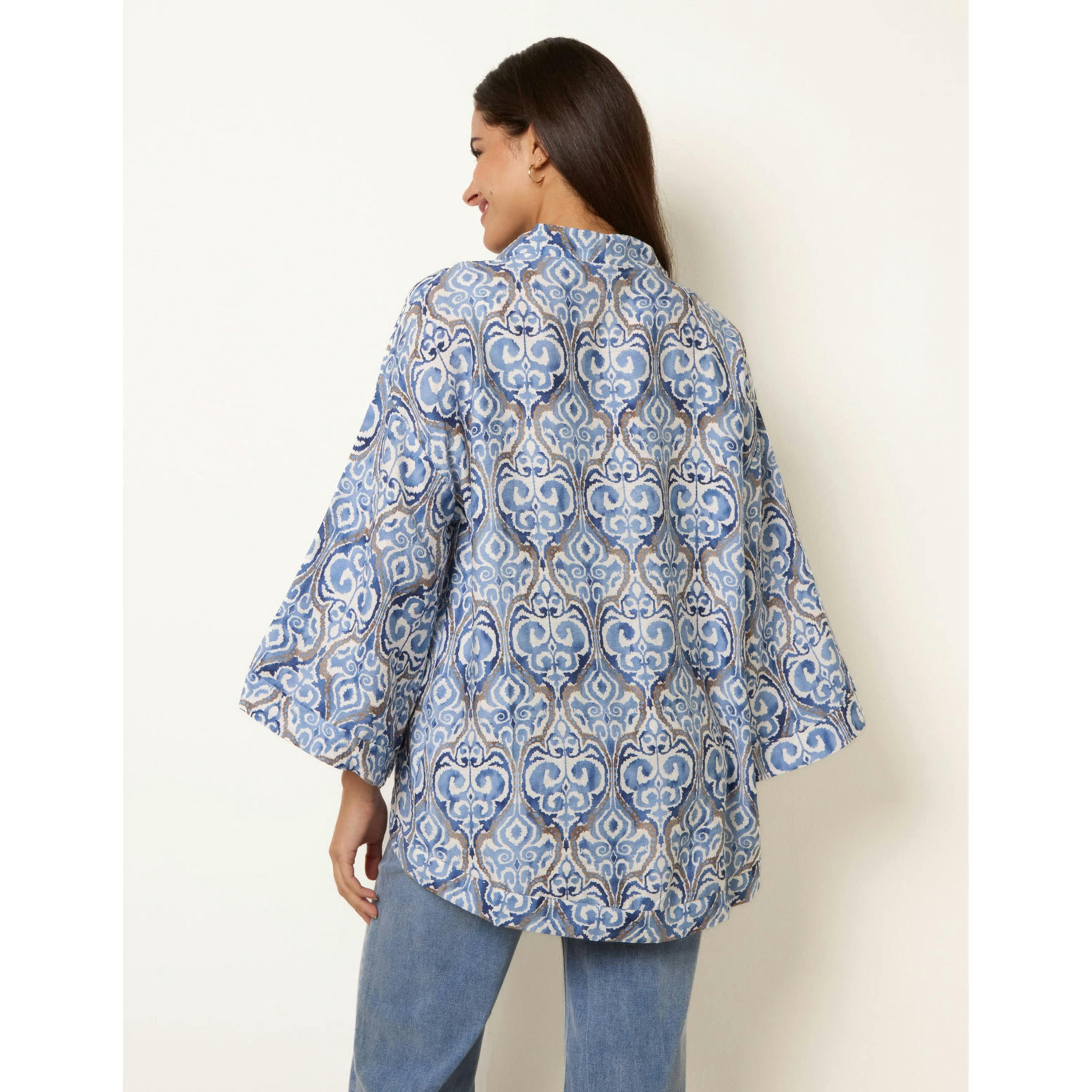 Blue Vanilla 3/4 Sleeve Kimono  in Navy , view 2 of 4
