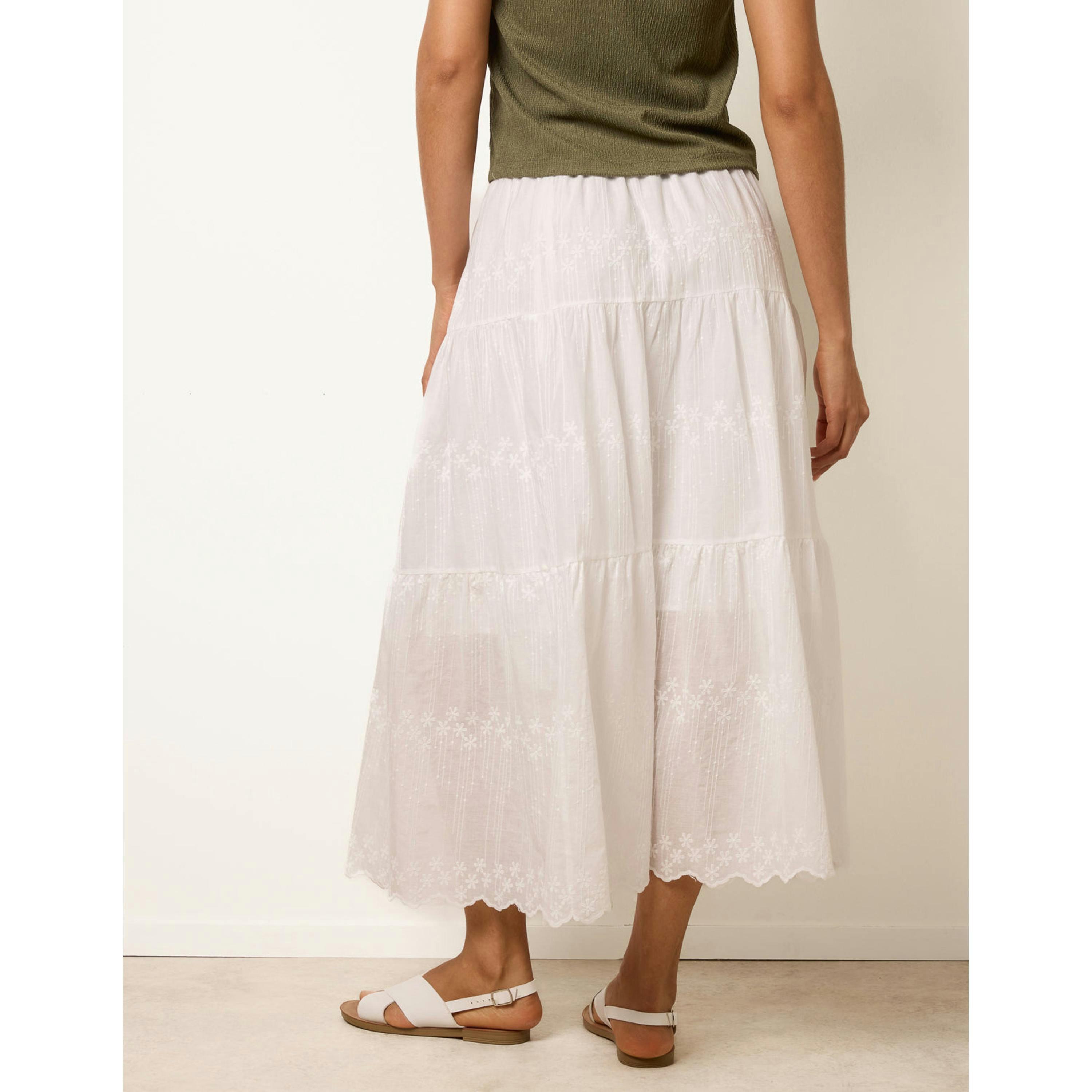 Blue Vanilla Embroidered Tiered Maxi Skirt  in White , view 2 of 4