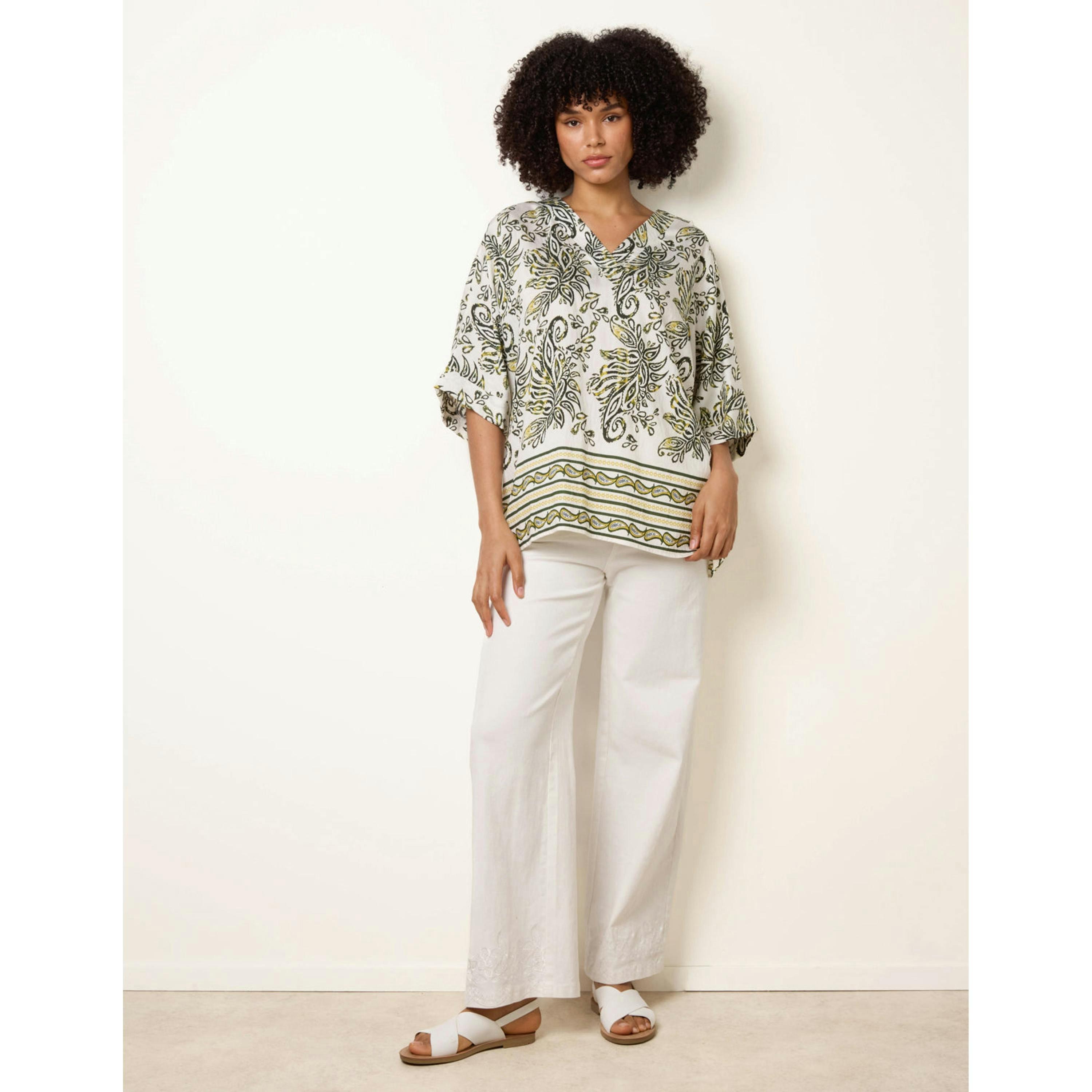 Blue Vanilla Boxy Short Sleeve Printed Top   in  White , view 1 of 4