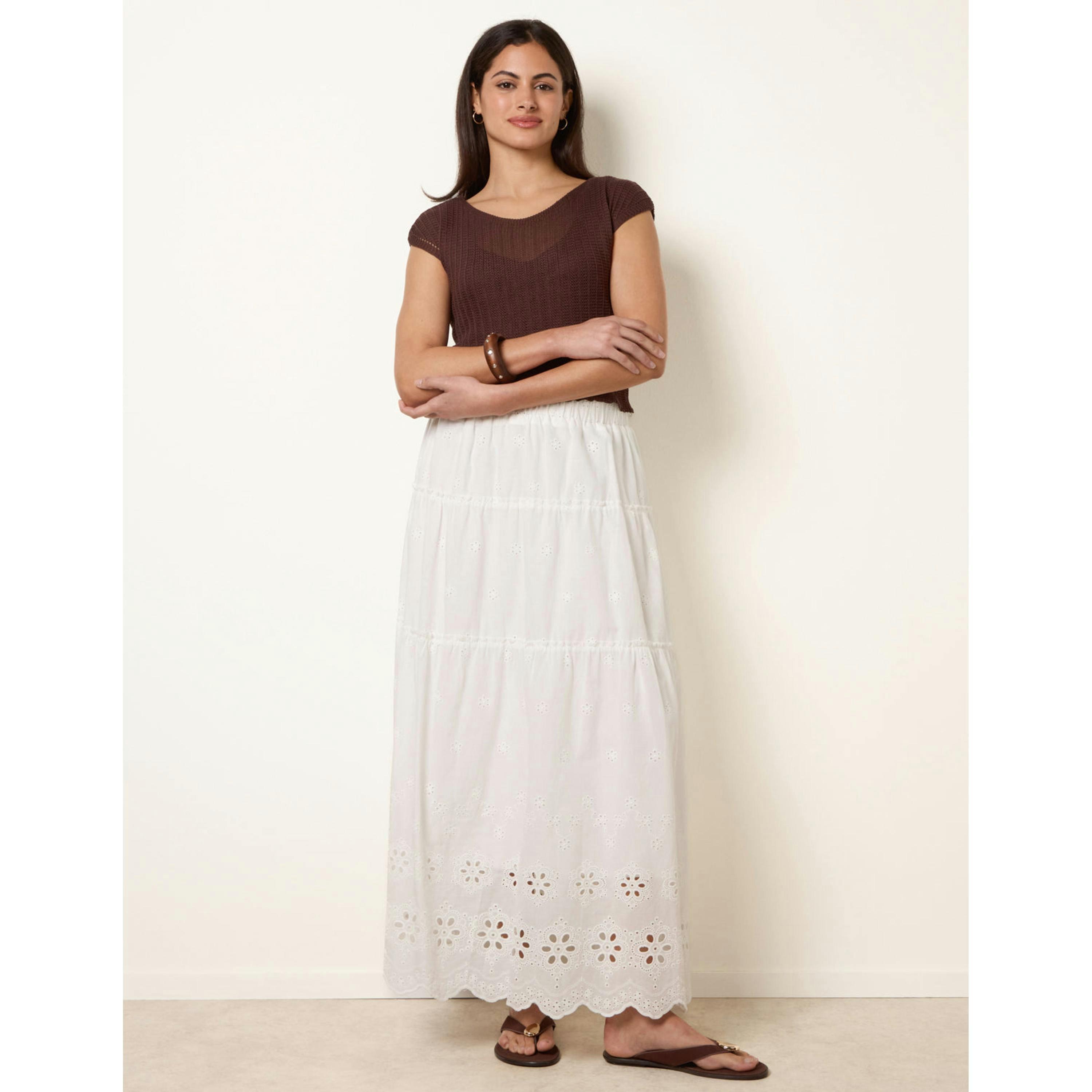 Blue Vanilla Crochet Detailed Maxi Skirt   in  White , view 1 of 4