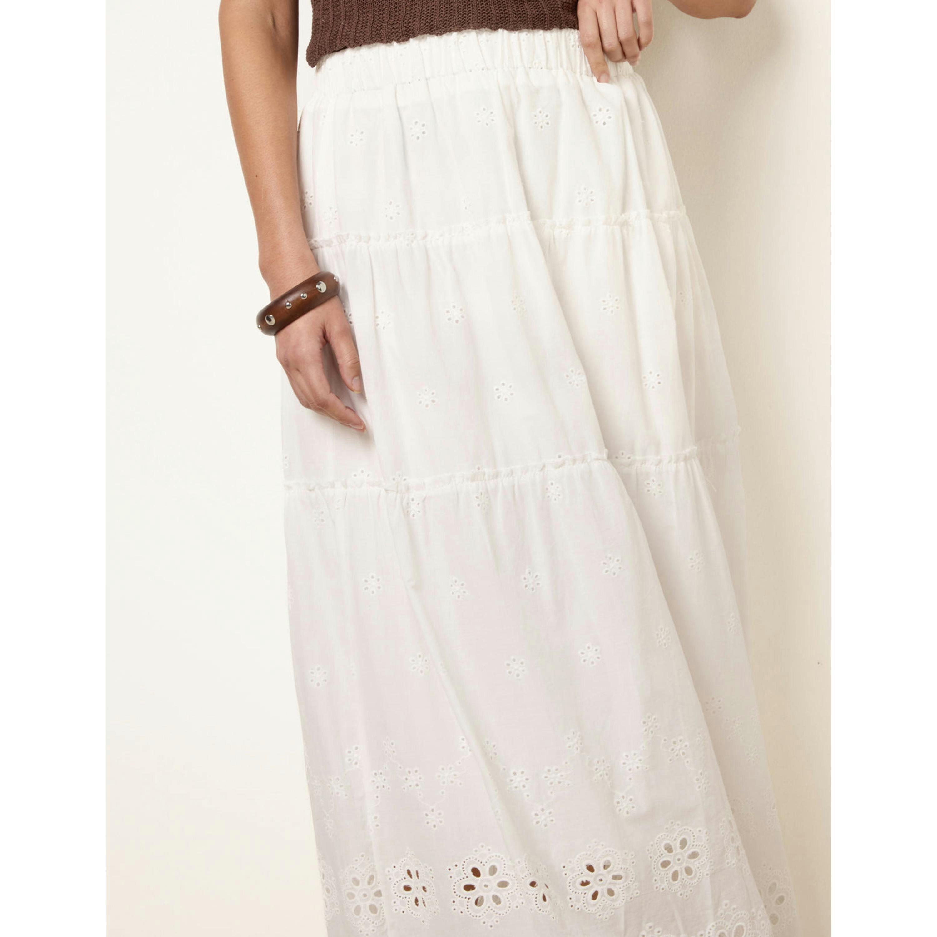 Blue Vanilla Crochet Detailed Maxi Skirt  in White , view 3 of 4
