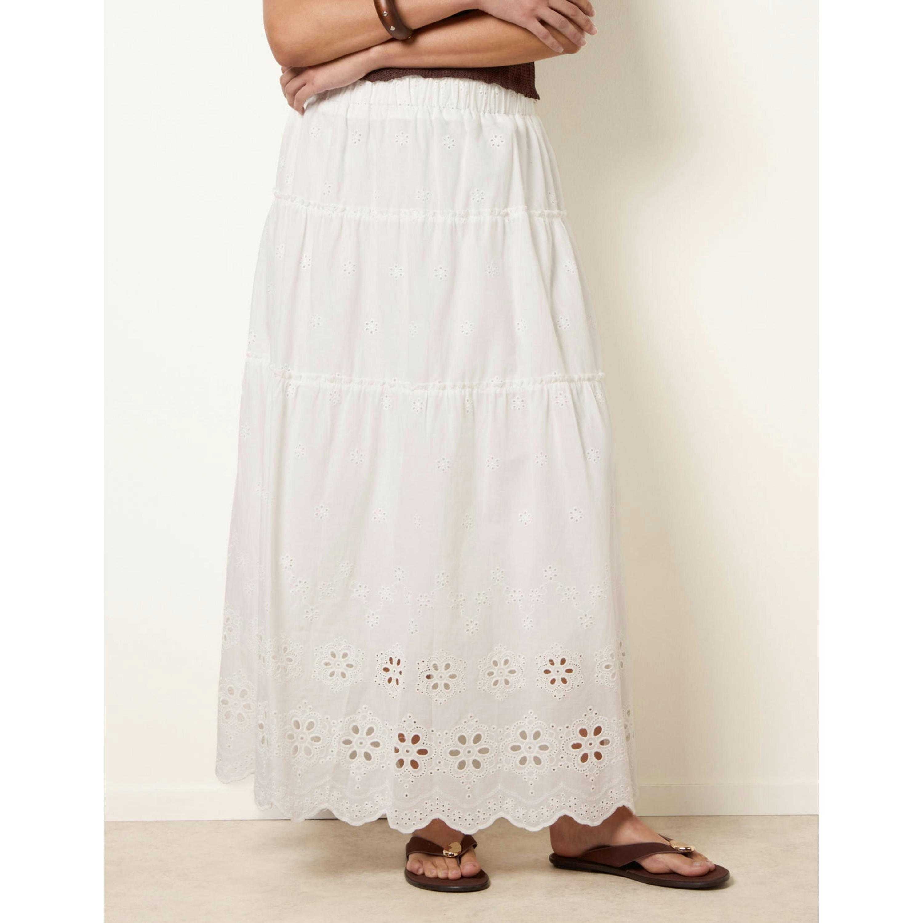 Blue Vanilla Crochet Detailed Maxi Skirt  in White , view 4 of 4