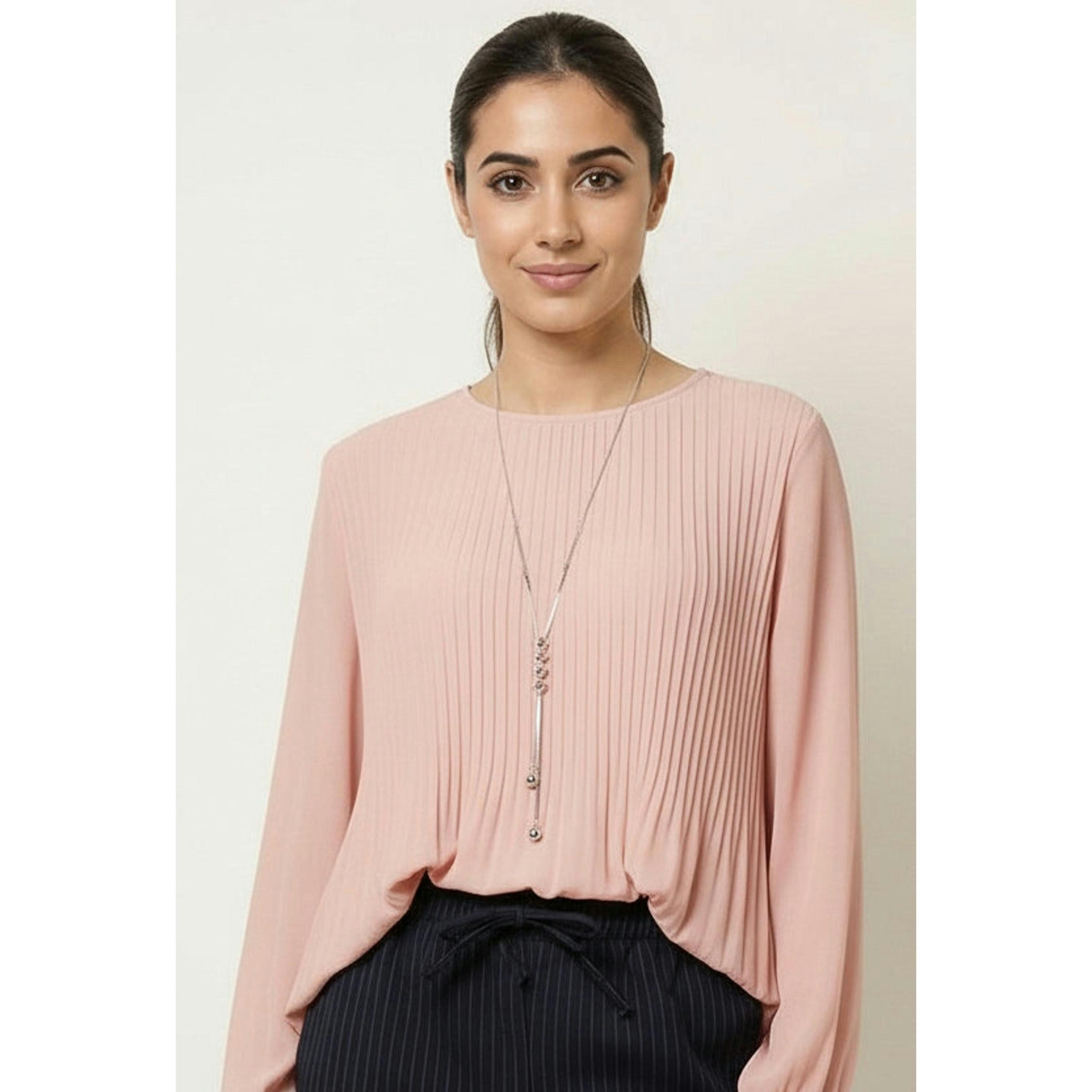 Blue Vanilla Long Sleeve Pleated Top  in Pink , view 1 of 4
