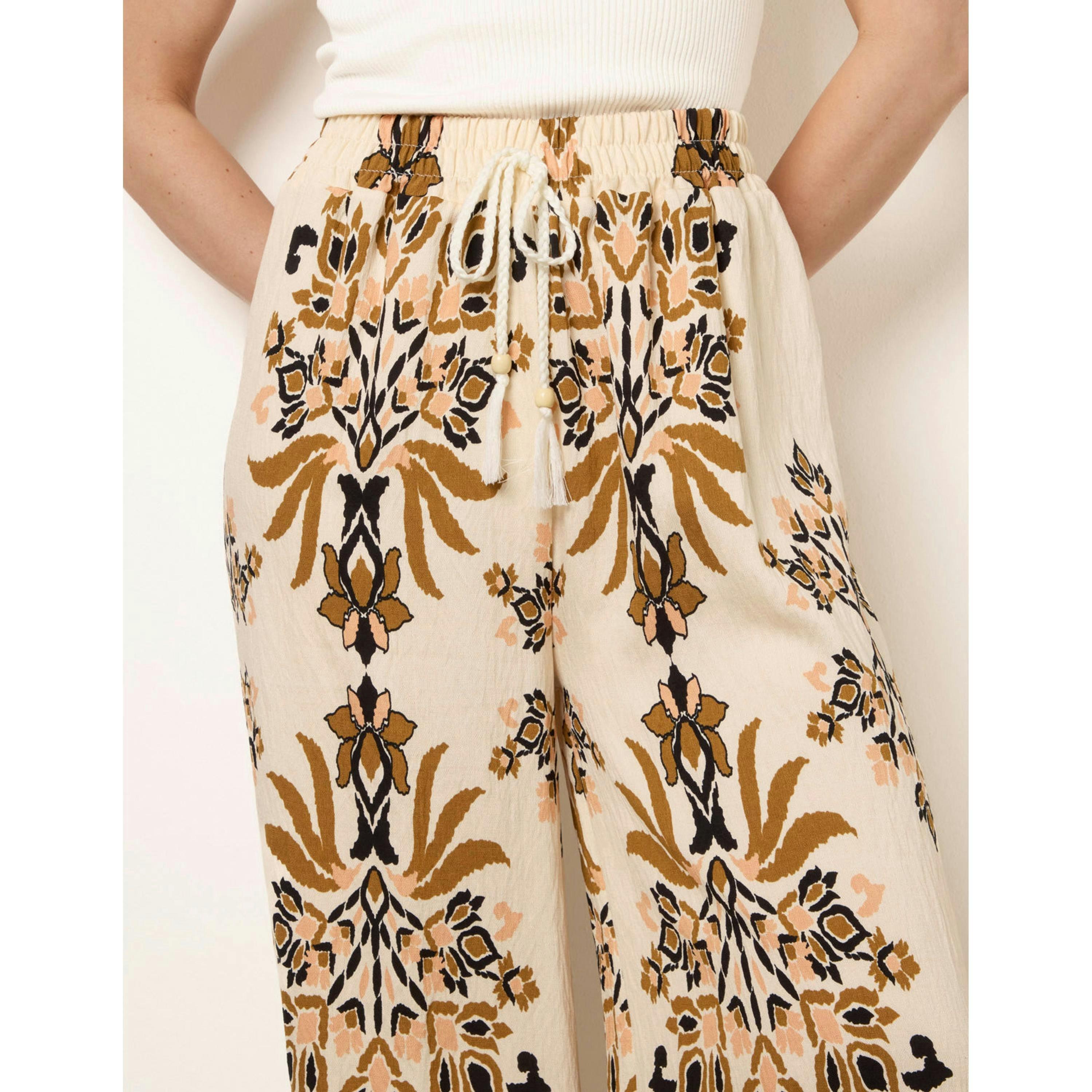 Blue Vanilla Drawstring Waist Wide Leg Pants  in Brown , view 3 of 4