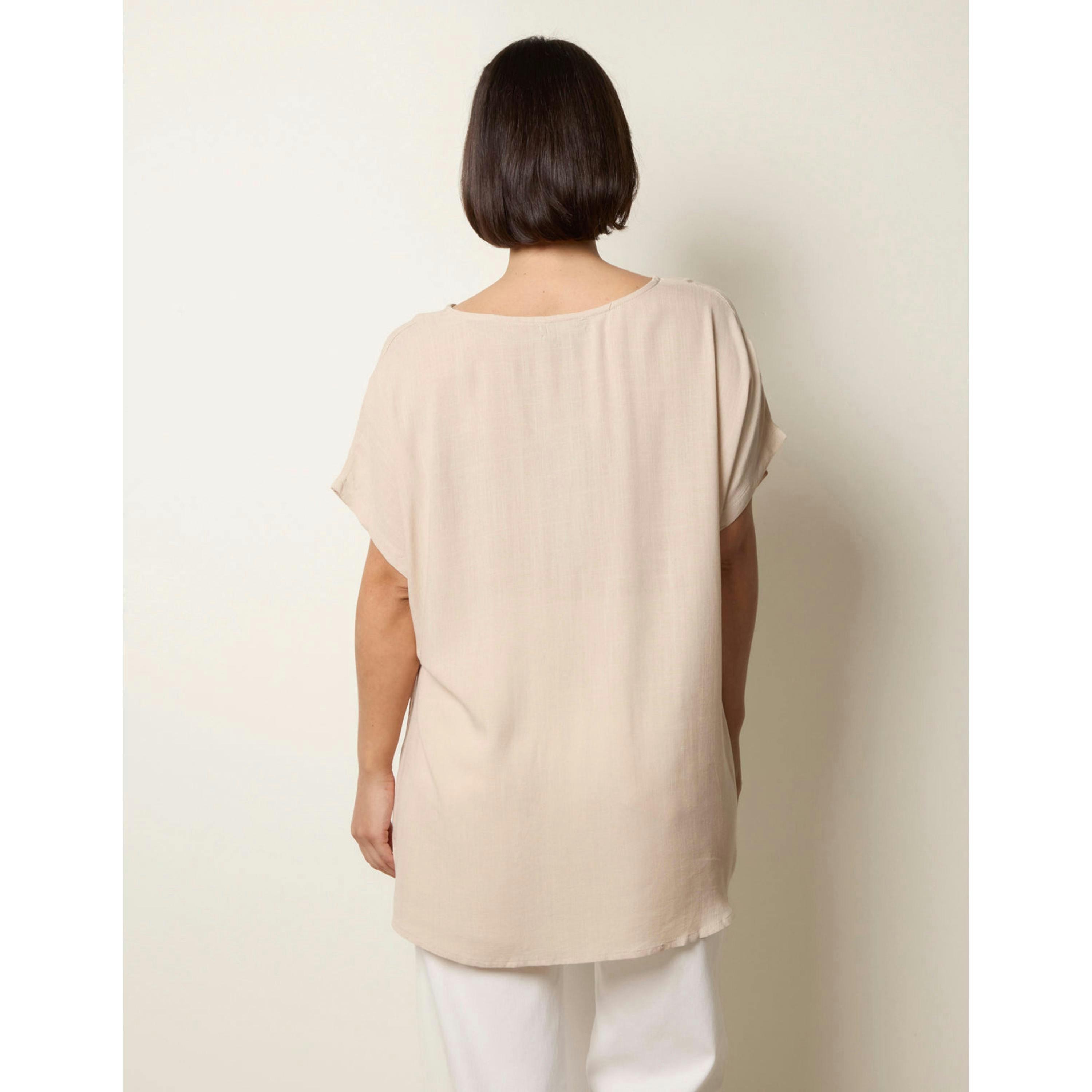 Blue Vanilla Short-Sleeve Tunic Top  in Stone , view 2 of 4