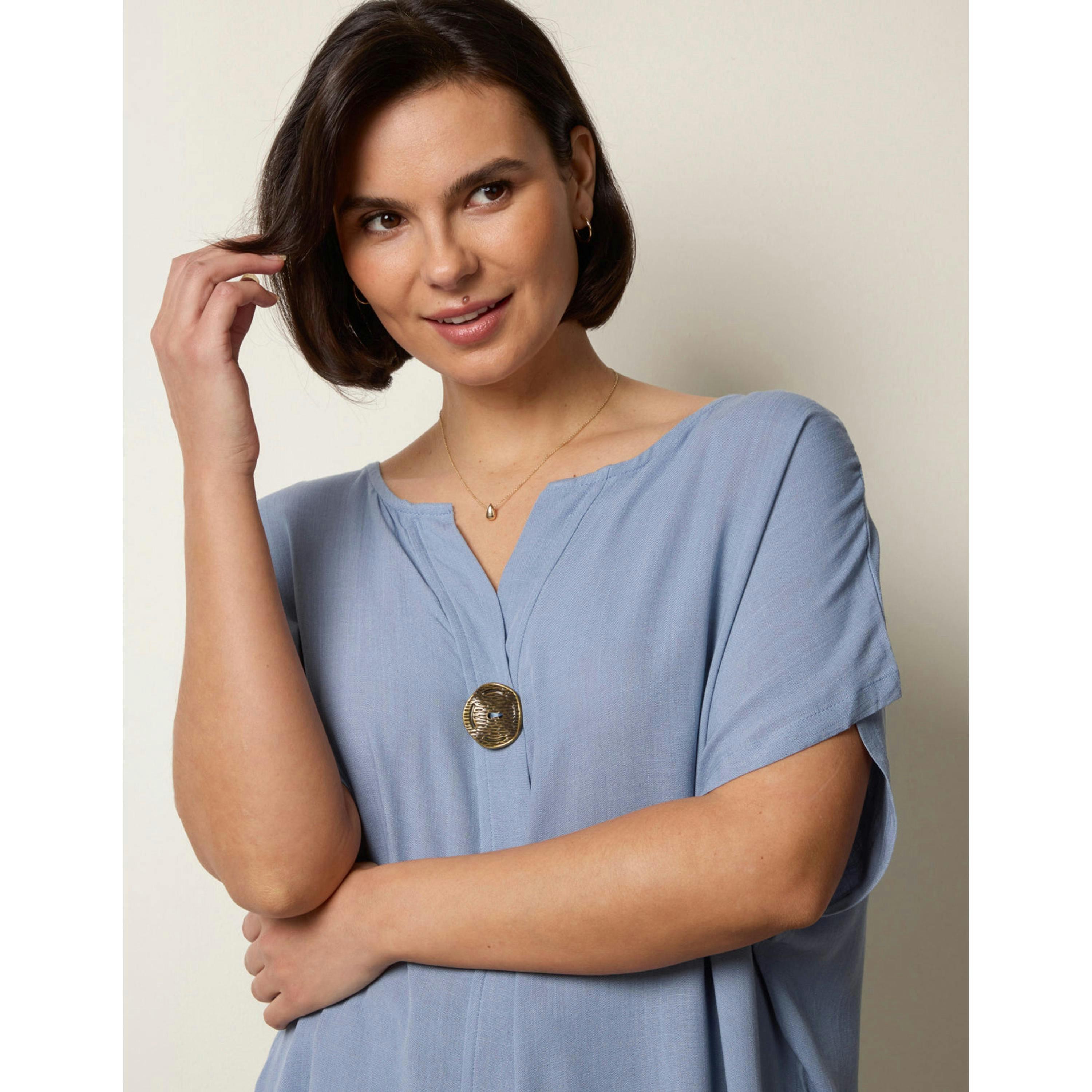 Blue Vanilla Short-Sleeve Tunic Top  in Blue , view 3 of 4