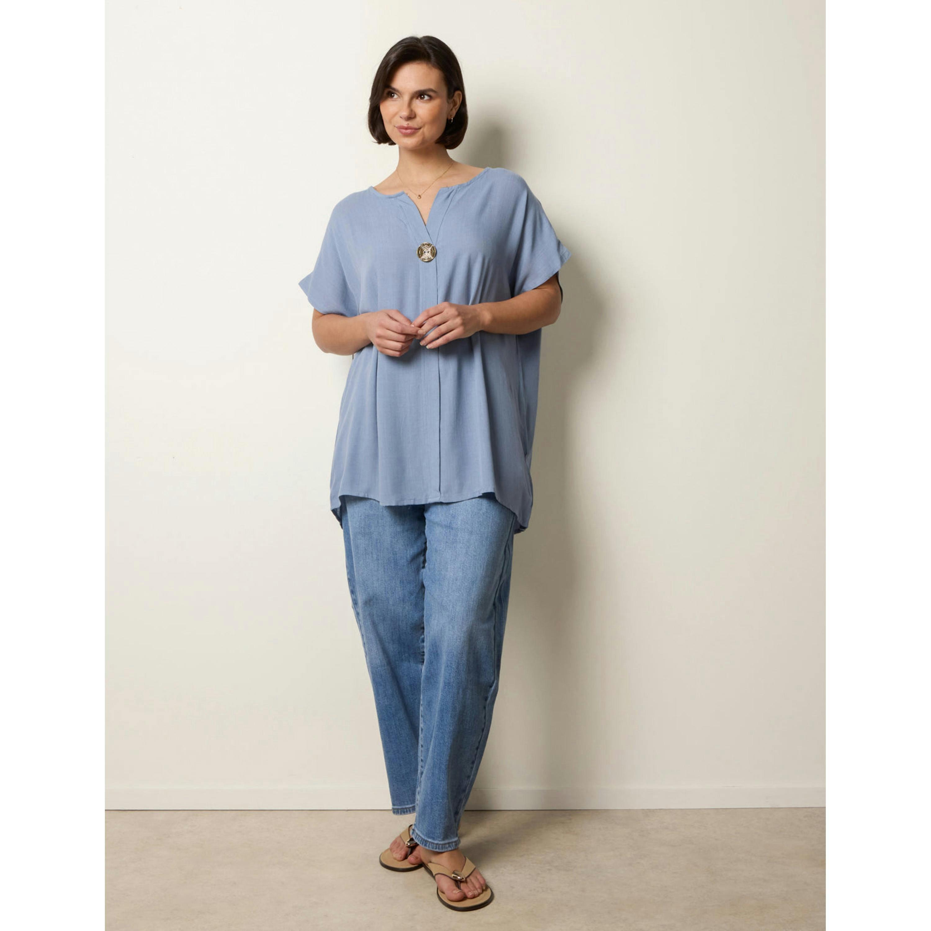 Blue Vanilla Short-Sleeve Tunic Top  in Blue , view 4 of 4