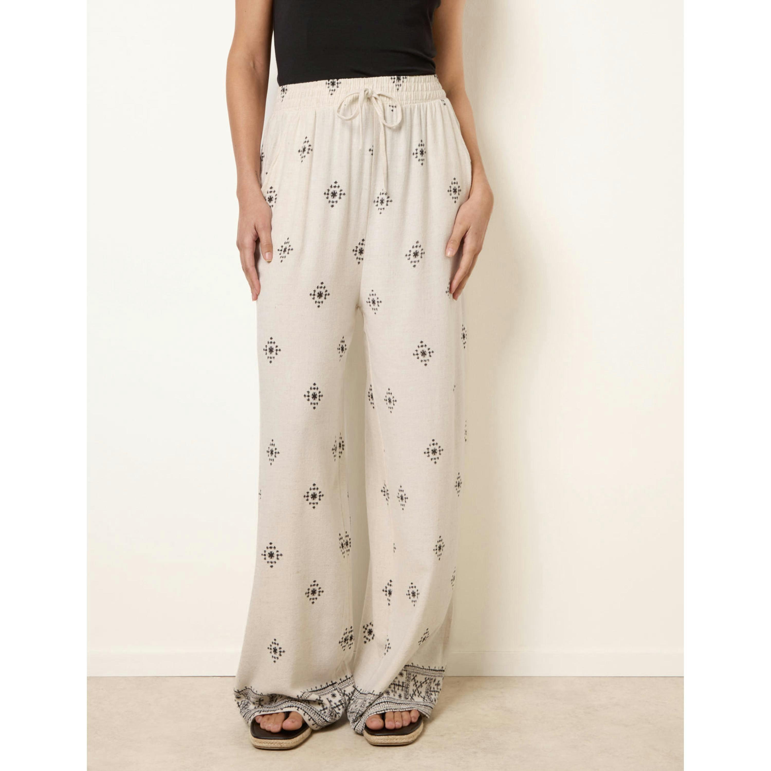 Blue Vanilla Trousers With All Over Embroidery  in Stone , view 3 of 5