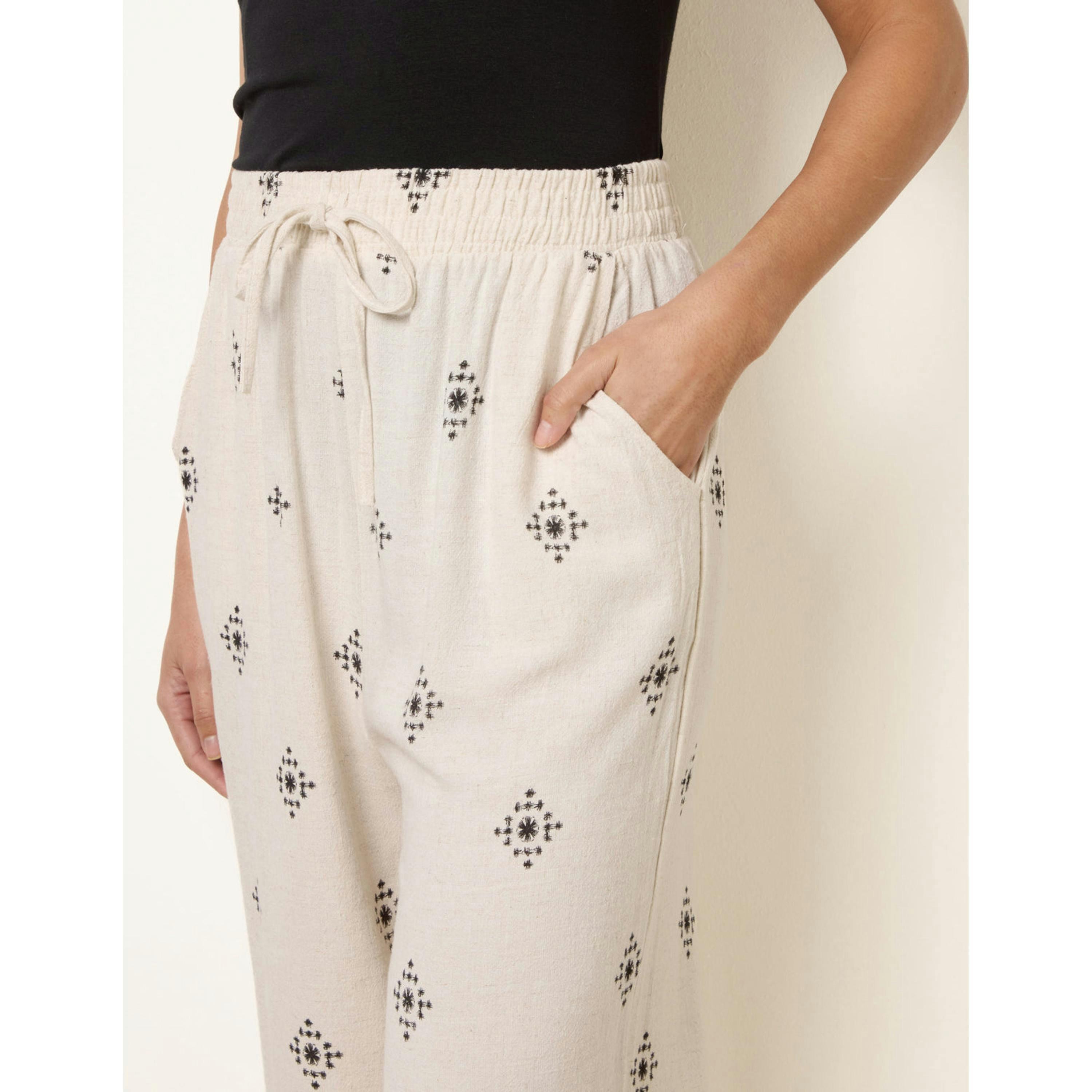 Blue Vanilla Trousers With All Over Embroidery  in Stone , view 4 of 5