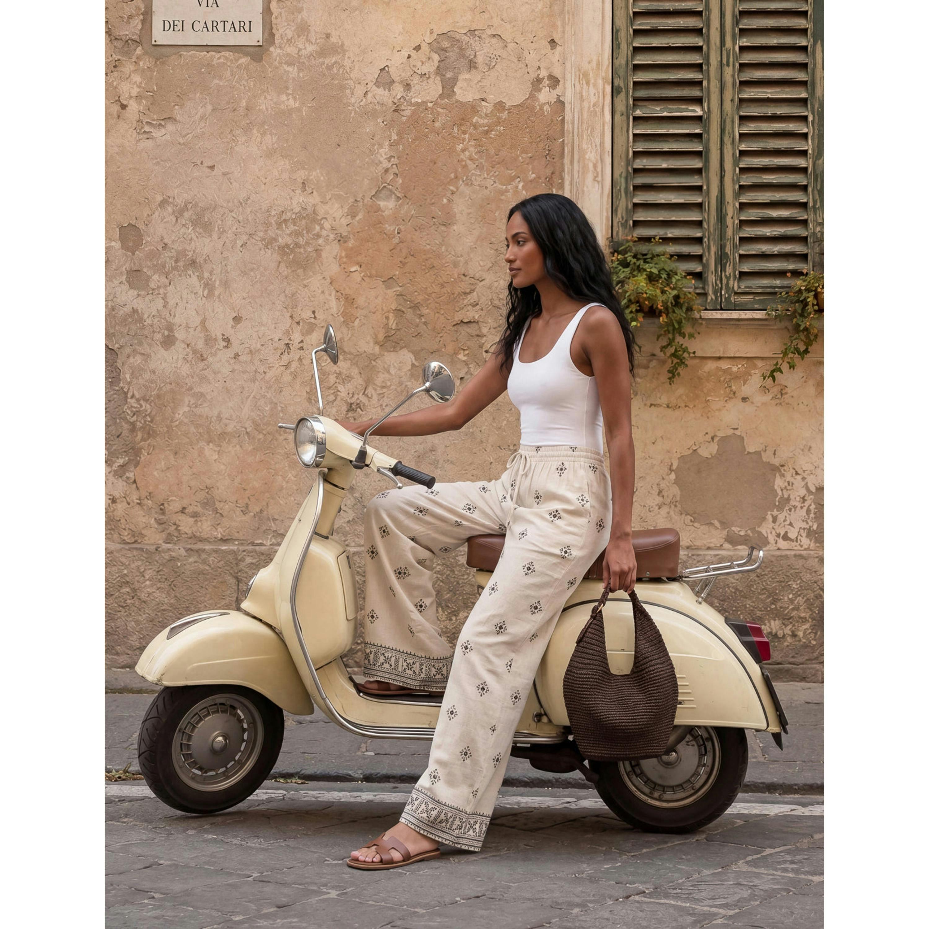 Blue Vanilla Trousers With All Over Embroidery  in Stone , view 5 of 5